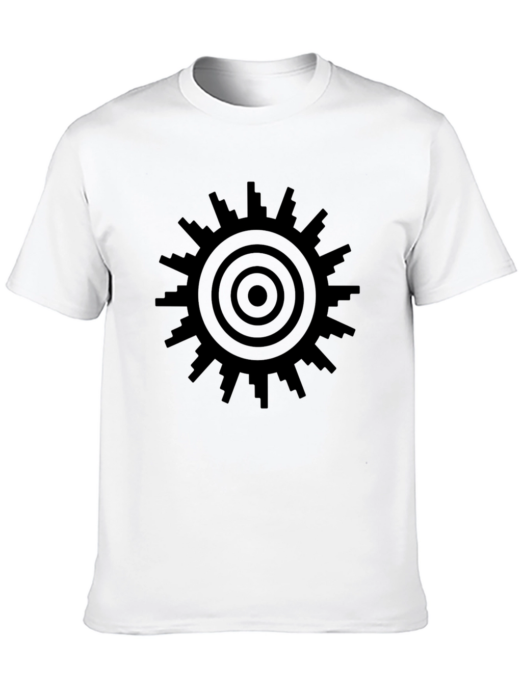 Geometric Sunburst T-Shirt - Modern Cityscape Design