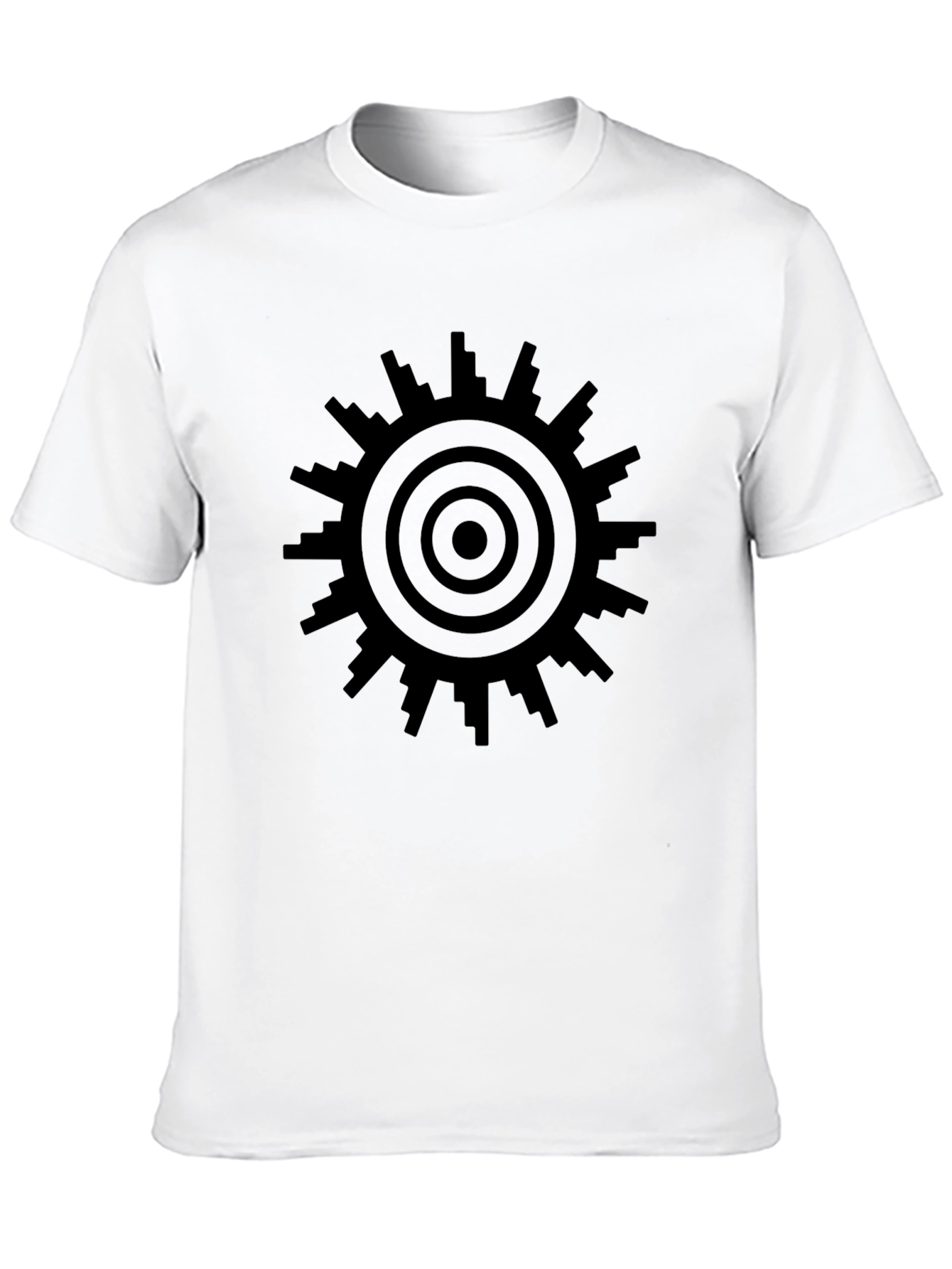 Geometric Sunburst T-Shirt - Modern Cityscape Design