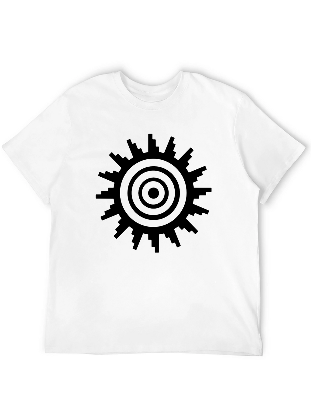 Geometric Sunburst T-Shirt - Modern Cityscape Design