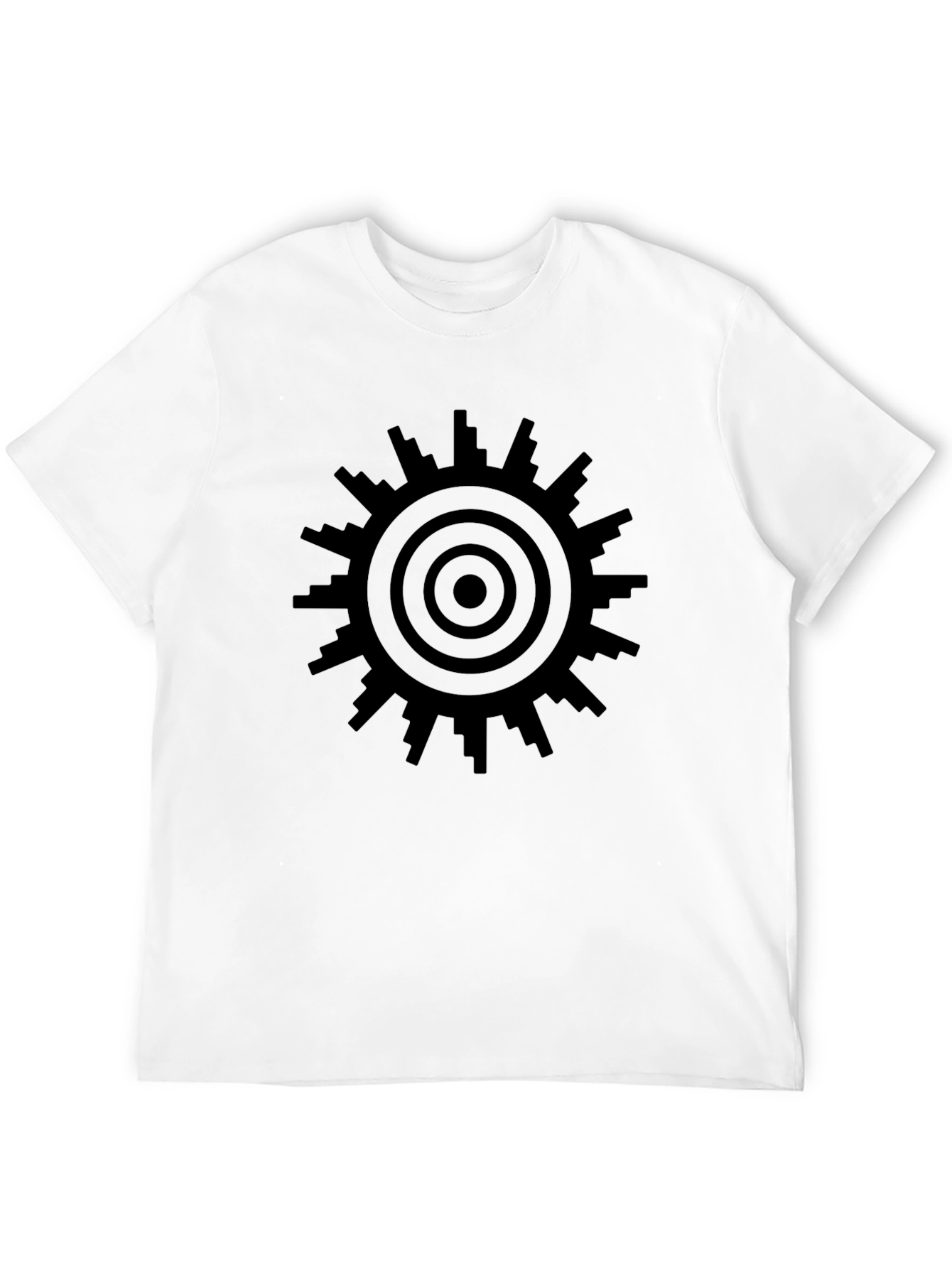 Geometric Sunburst T-Shirt - Modern Cityscape Design