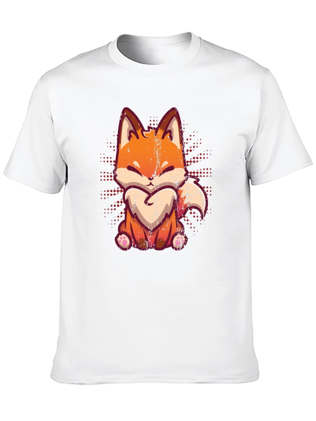 Cute Fox Graphic Print Black T-Shirt