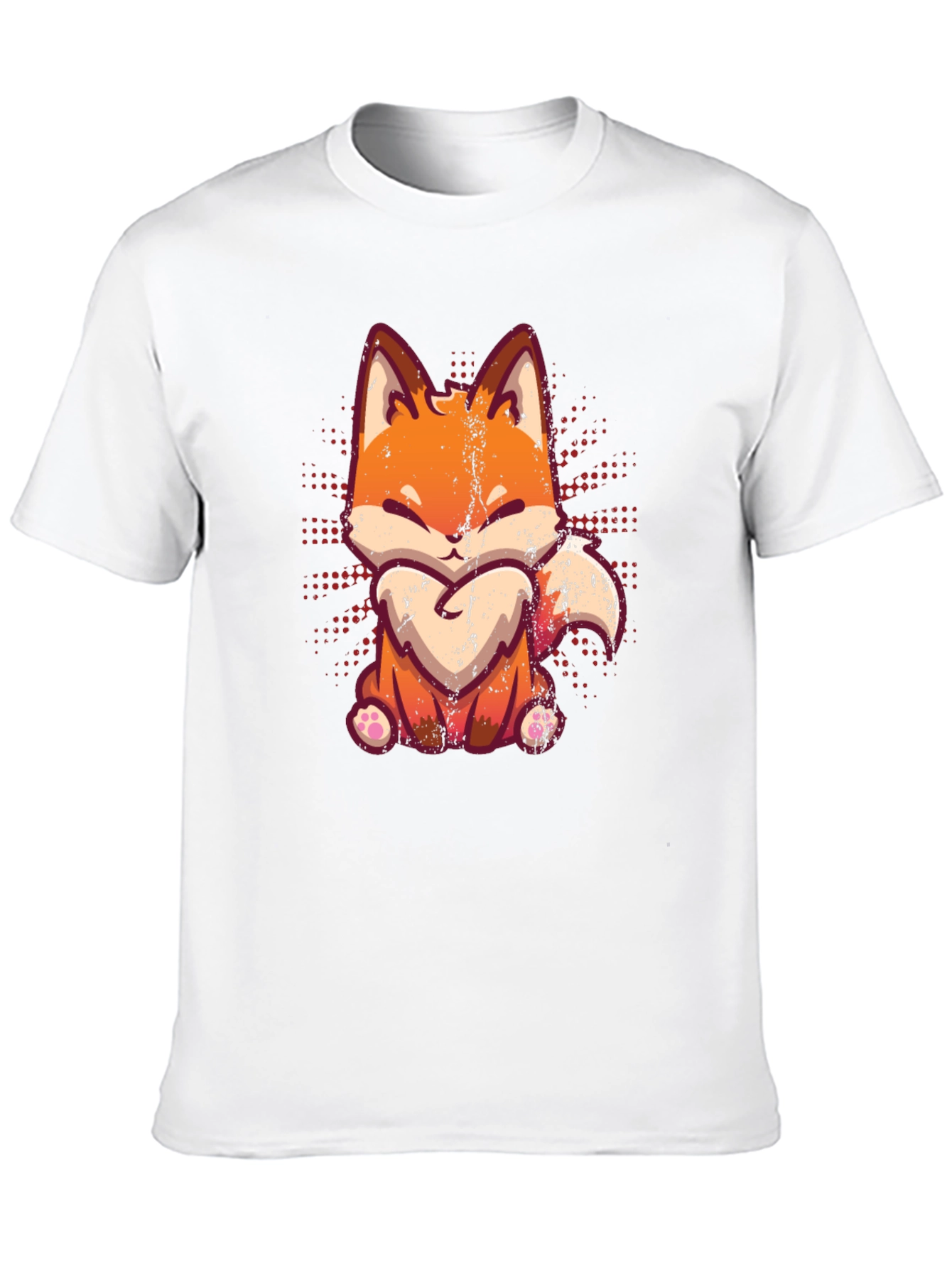 Cute Fox Graphic Print Black T-Shirt