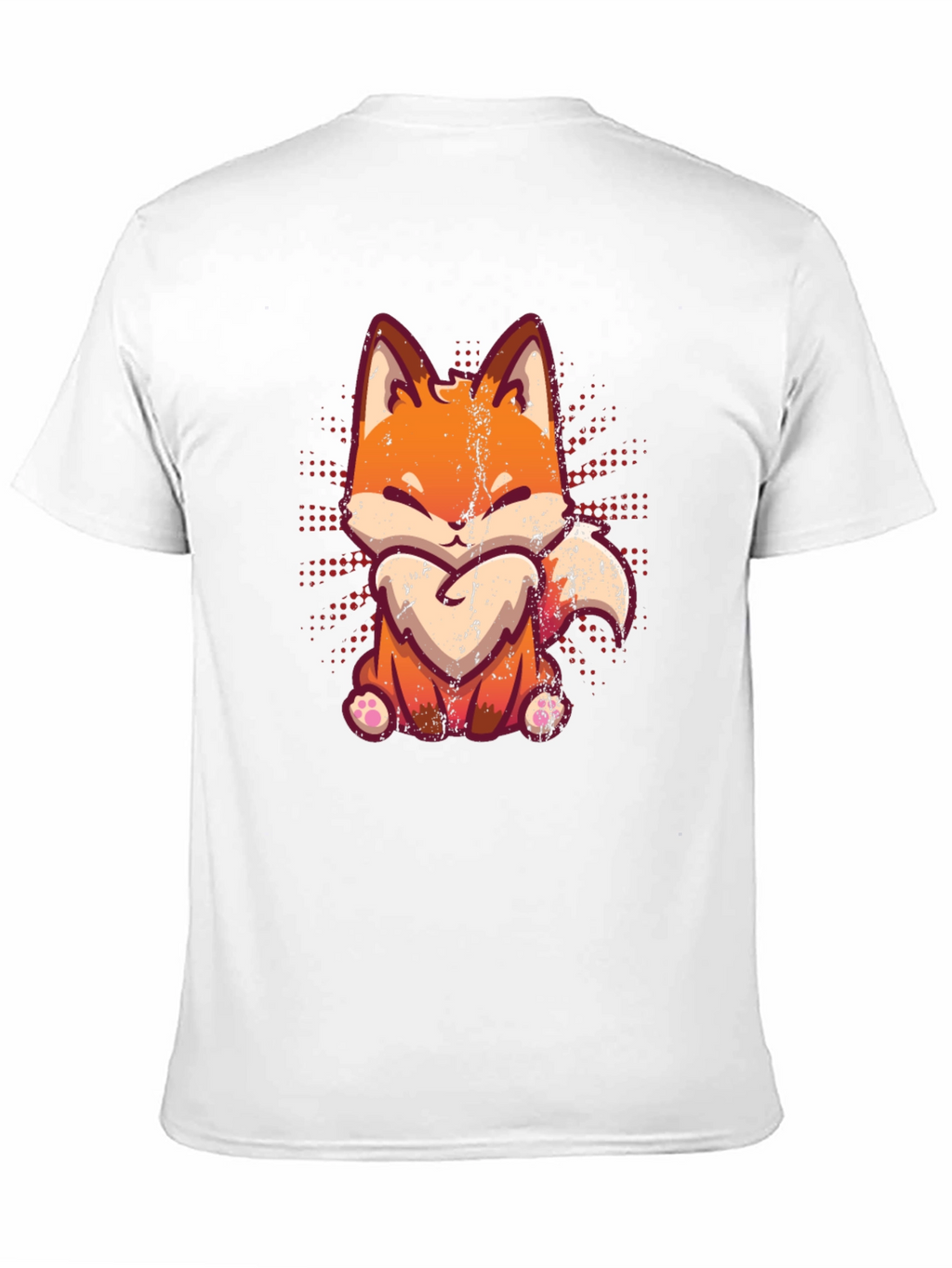 Cute Fox Graphic Print Black T-Shirt