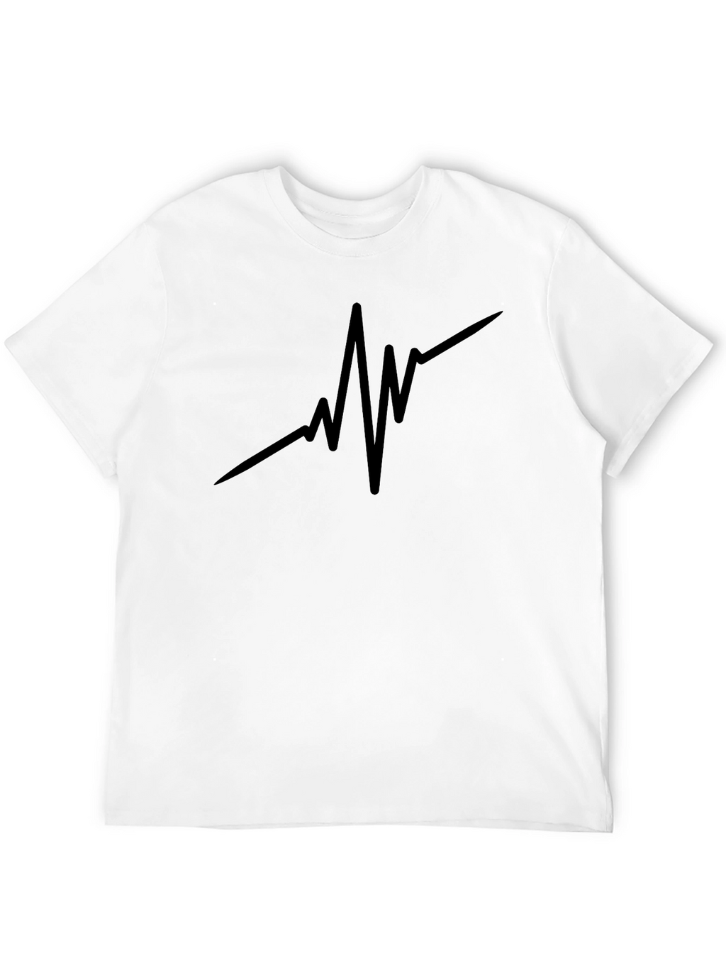 Mens Black T-Shirt - Heartbeat Design
