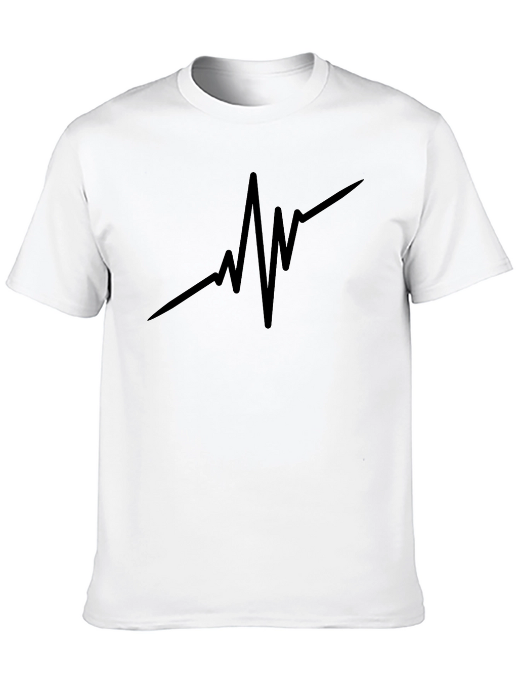 Mens Black T-Shirt - Heartbeat Design