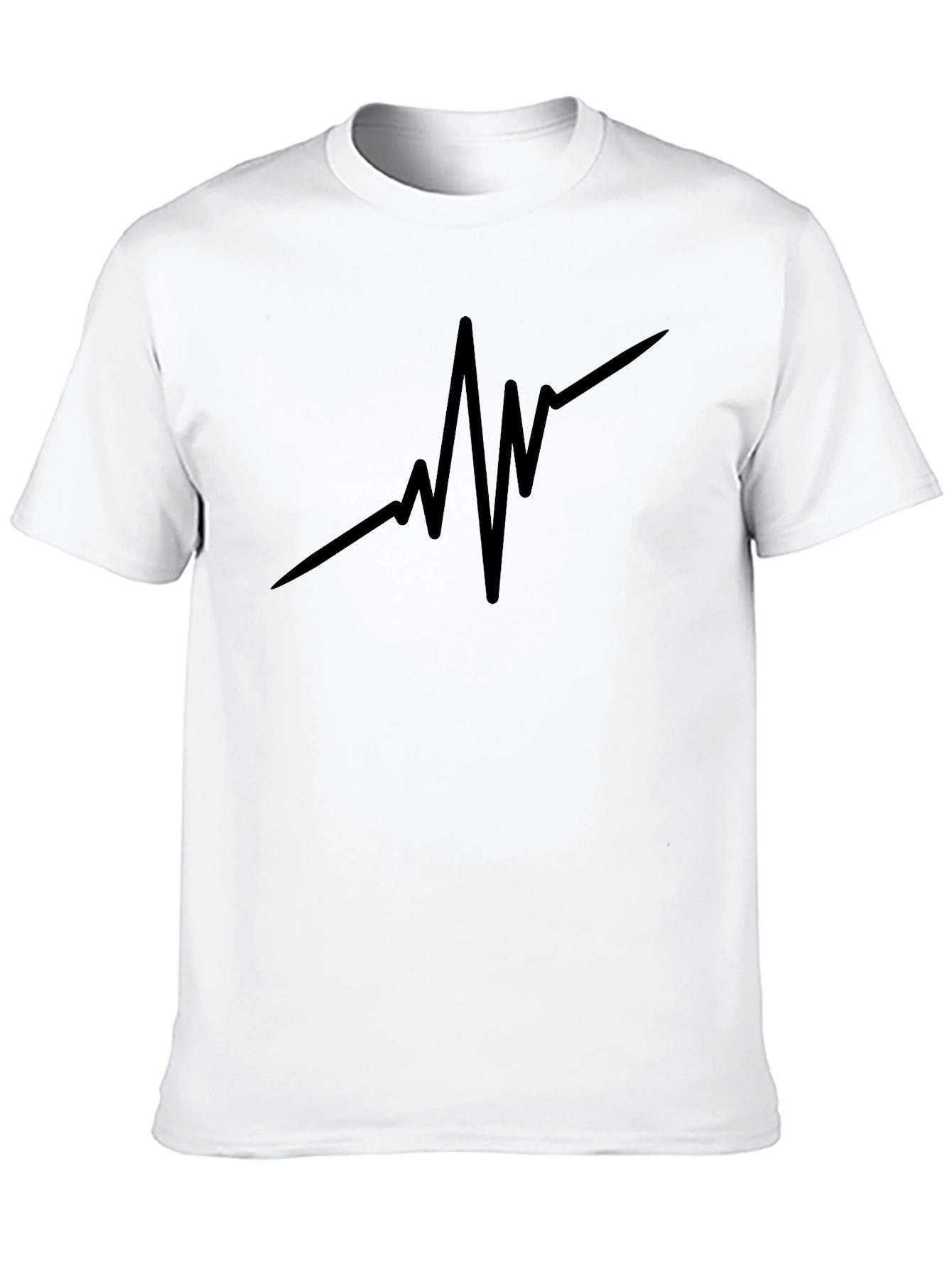 Mens Black T-Shirt - Heartbeat Design