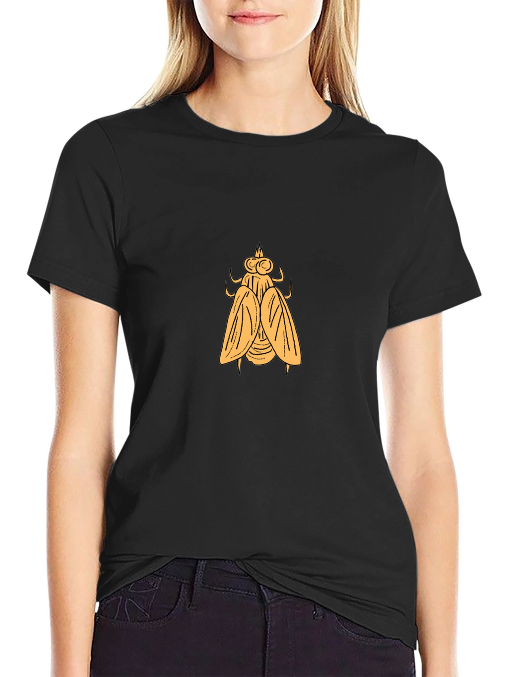 Black T-Shirt with Fly Graphic