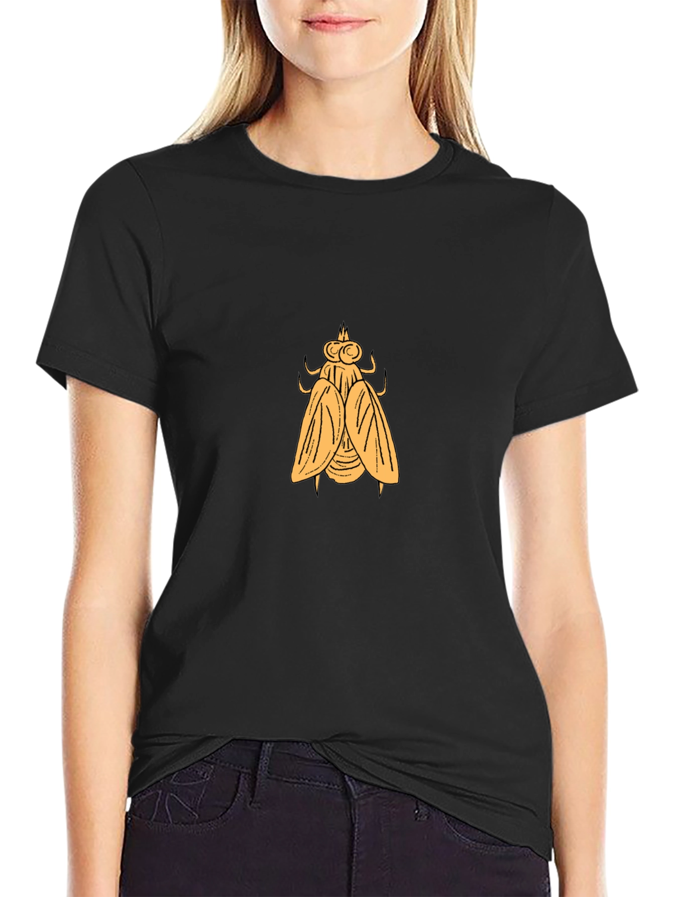 Black T-Shirt with Fly Graphic