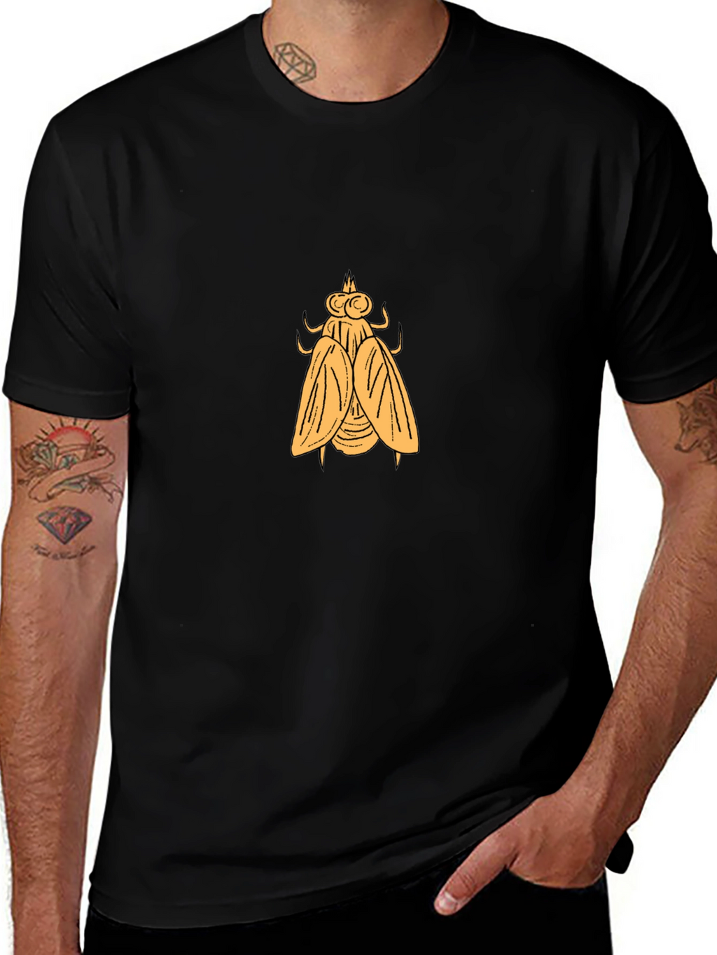 Black T-Shirt with Fly Graphic