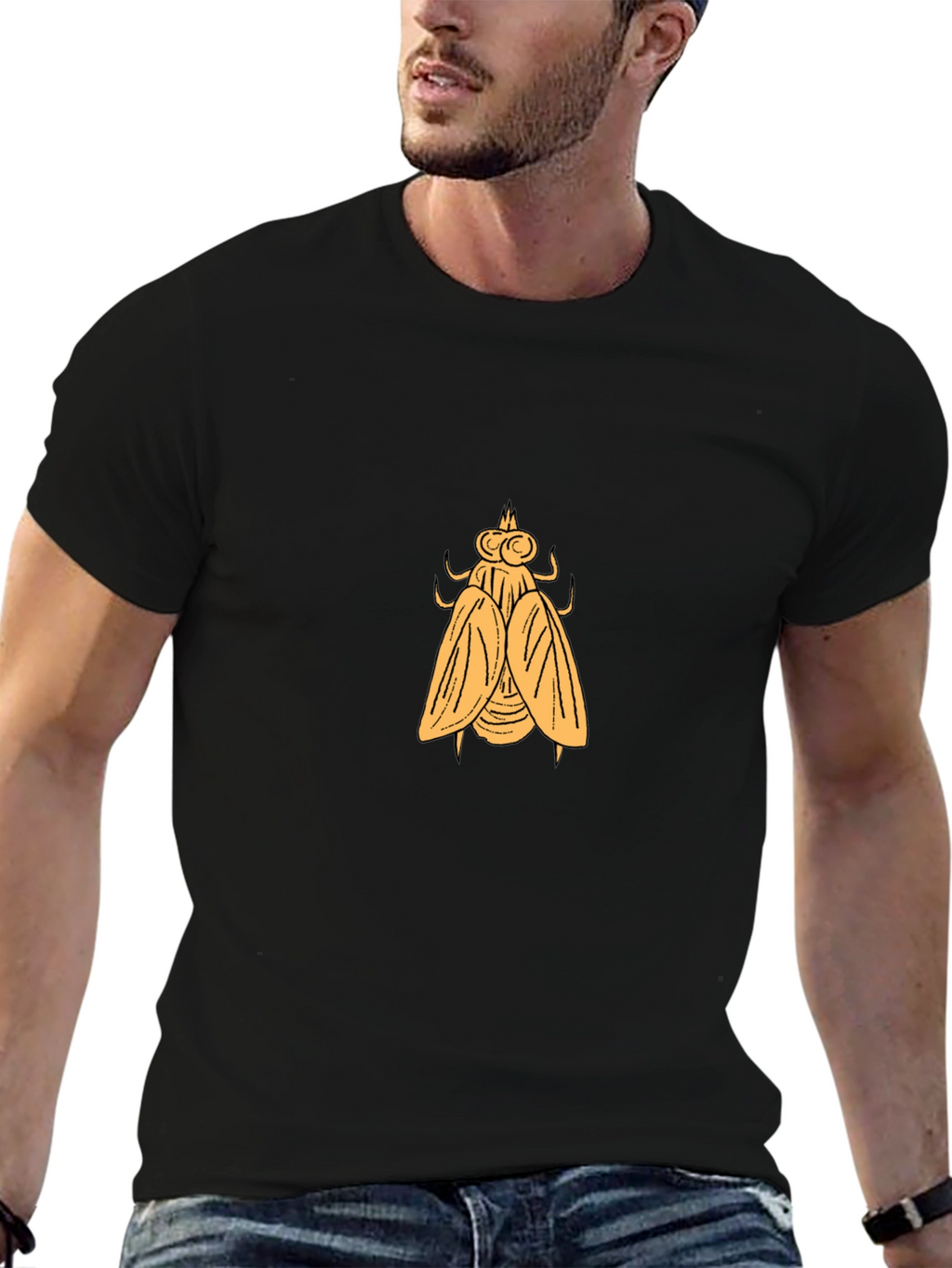 Black T-Shirt with Fly Graphic
