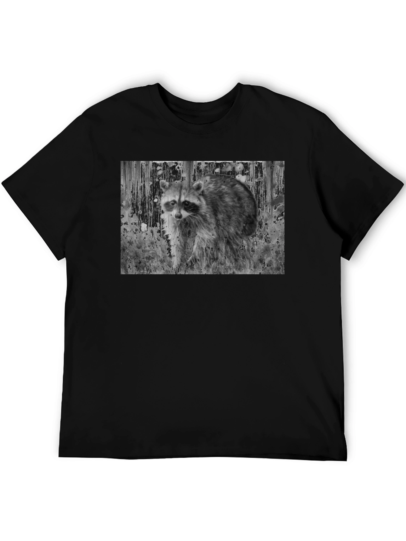 Raccoon Graphic Tee - Black Casual T-Shirt