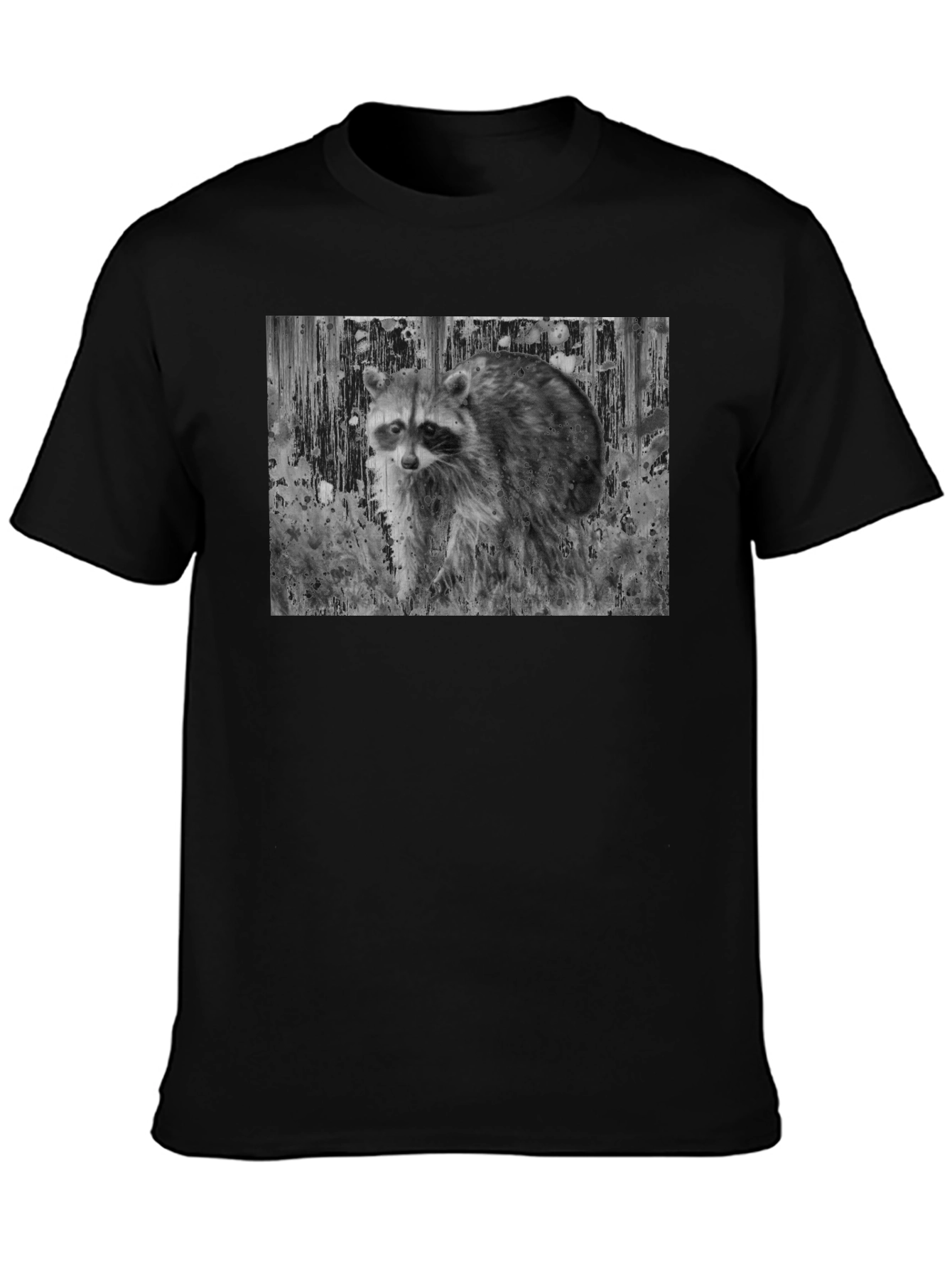 Raccoon Graphic Tee - Black Casual T-Shirt