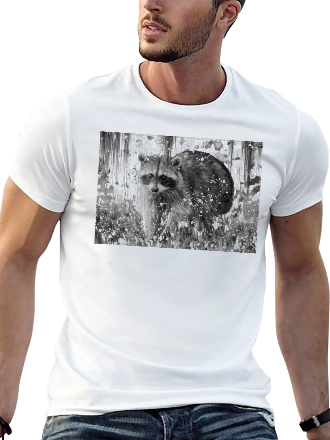 Raccoon Graphic Tee - Black Casual T-Shirt