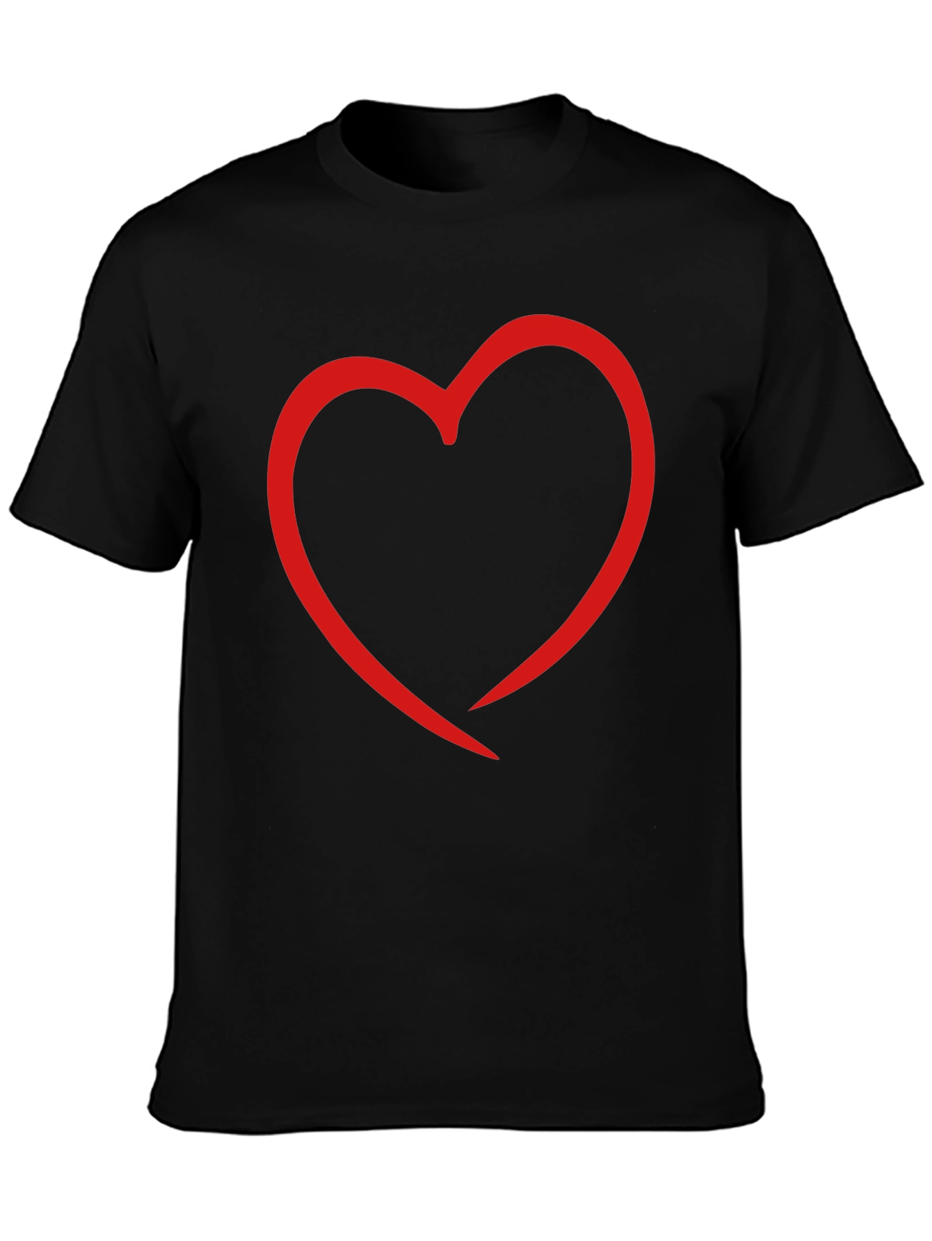 Heart Outline Graphic Print Black T-Shirt