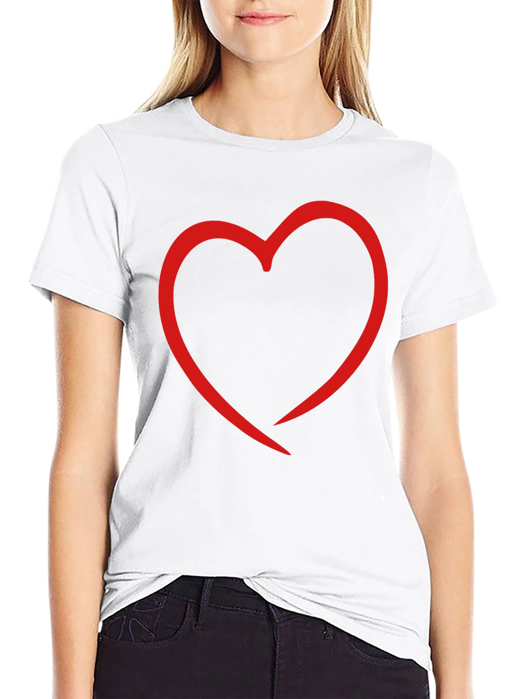 Heart Outline Graphic Print Black T-Shirt