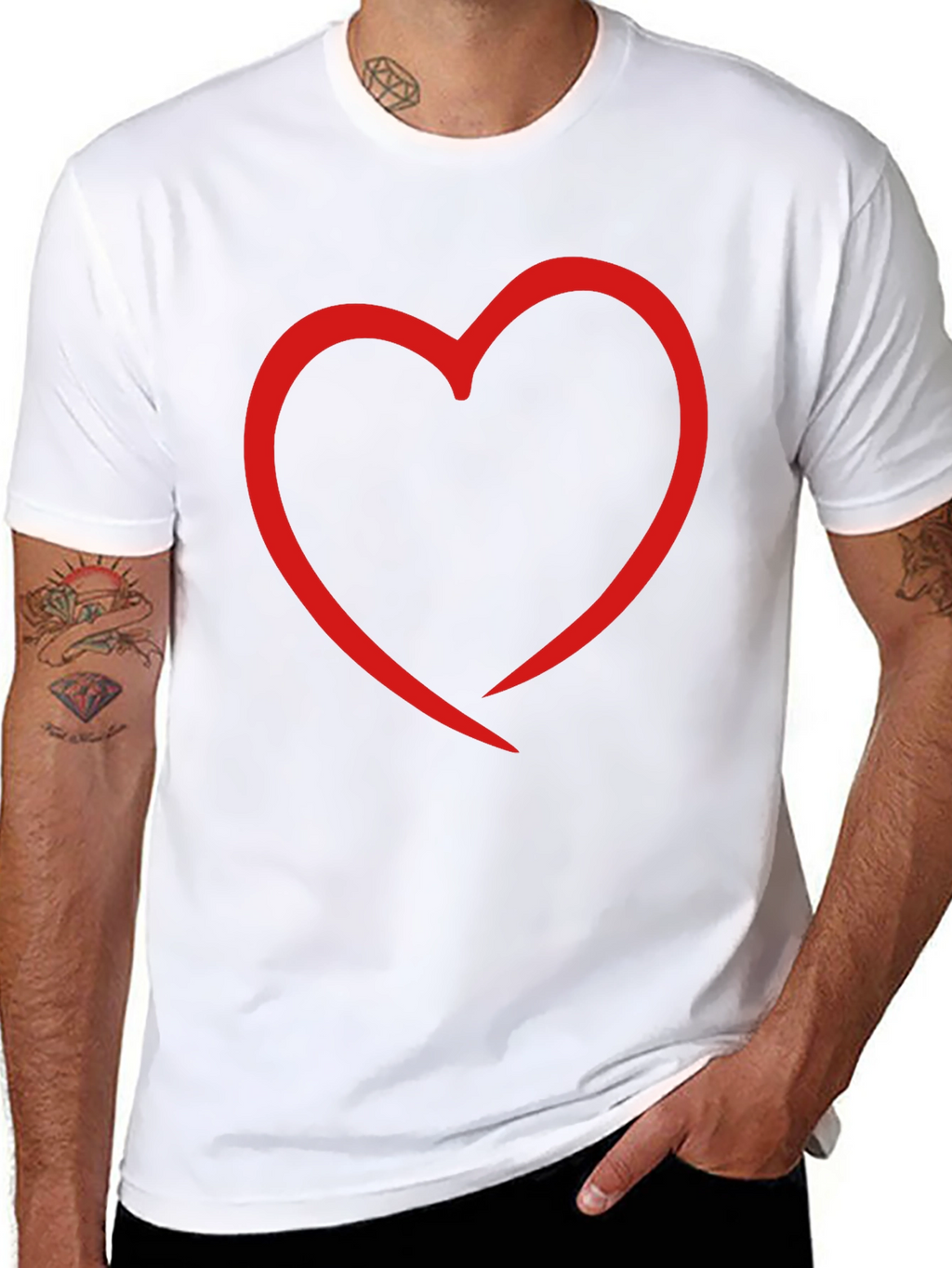 Heart Outline Graphic Print Black T-Shirt