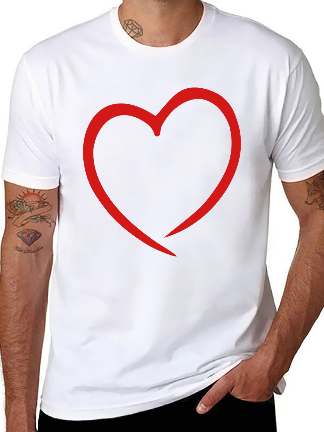 Heart Outline Graphic Print Black T-Shirt