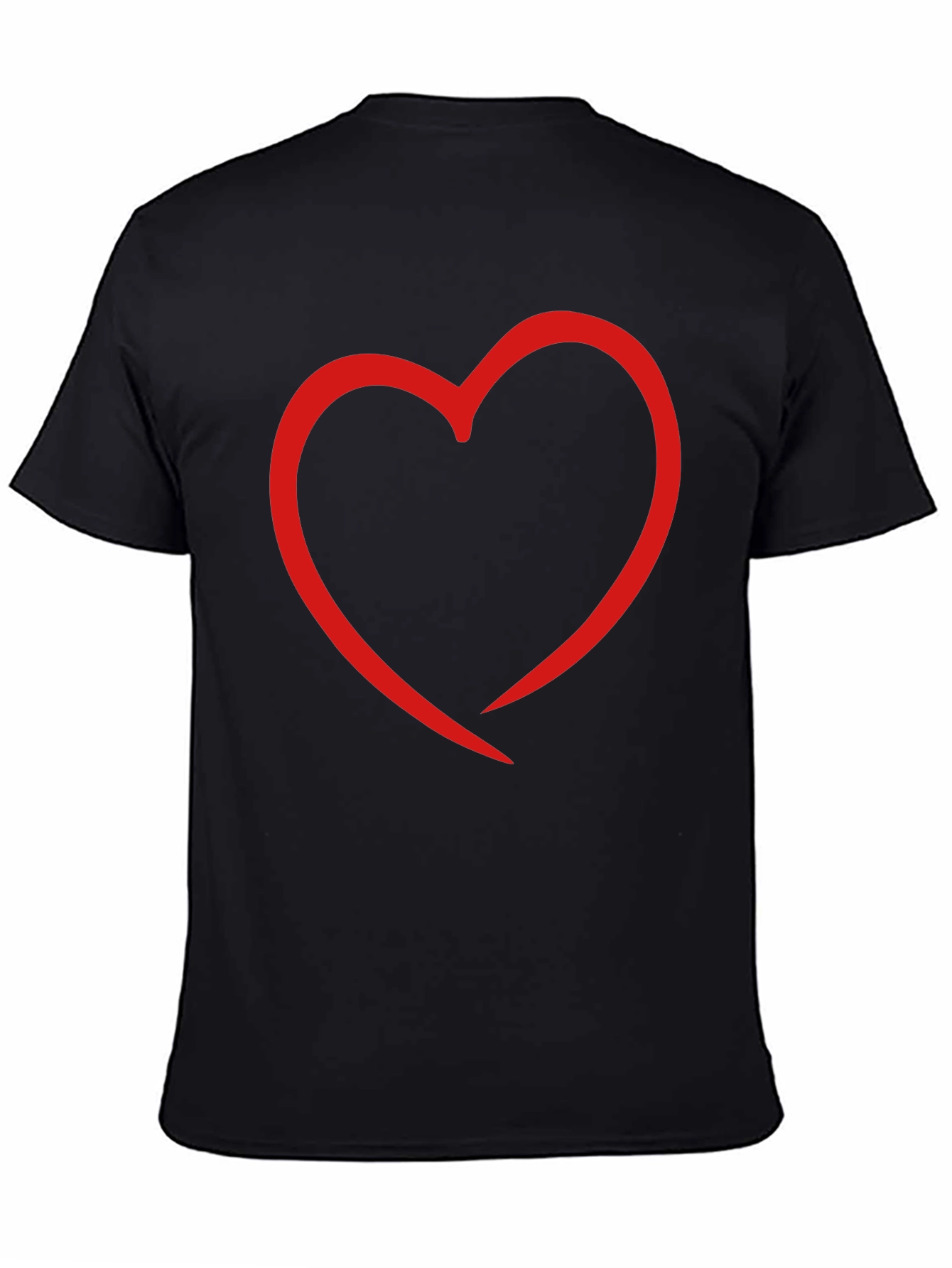 Heart Outline Graphic Print Black T-Shirt