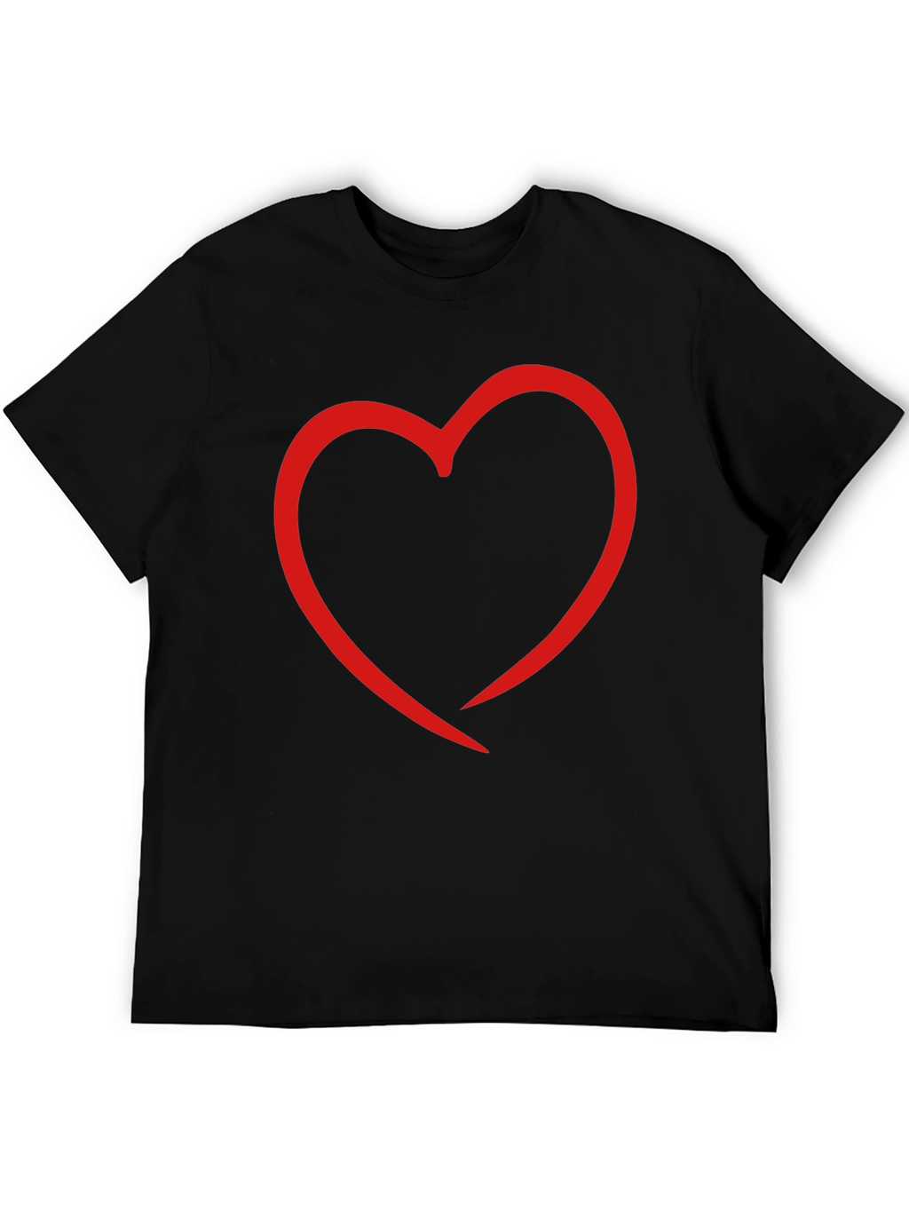 Heart Outline Graphic Print Black T-Shirt