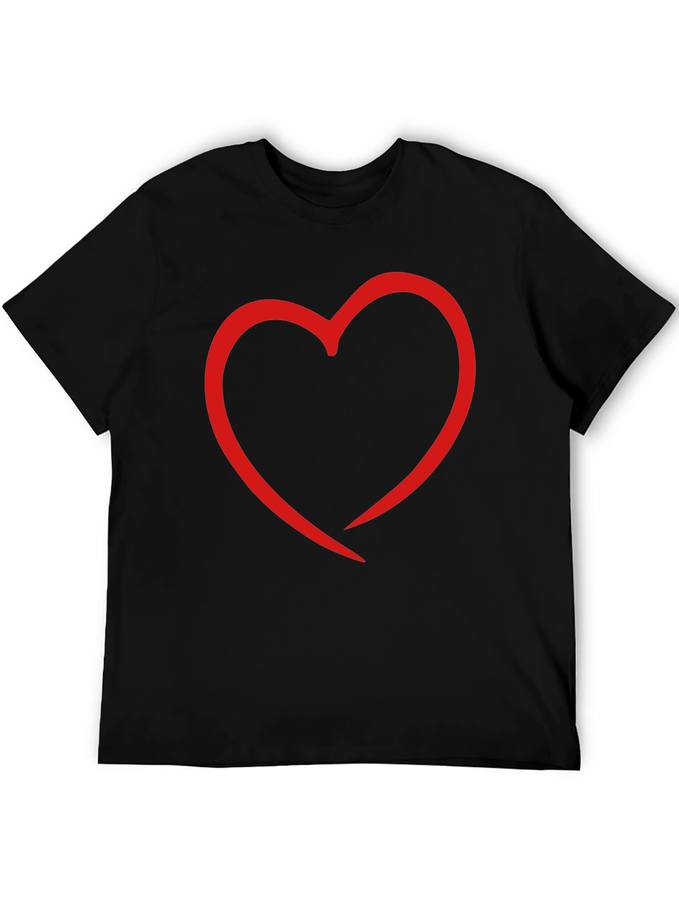 Heart Outline Graphic Print Black T-Shirt