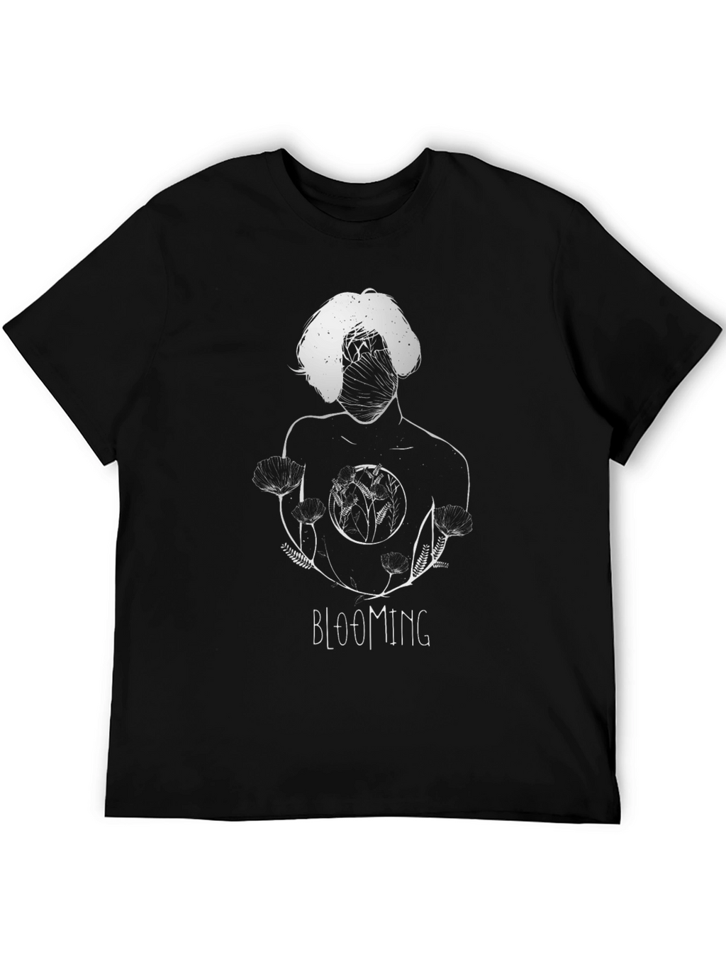 Blooming Graphic Print Black T-Shirt