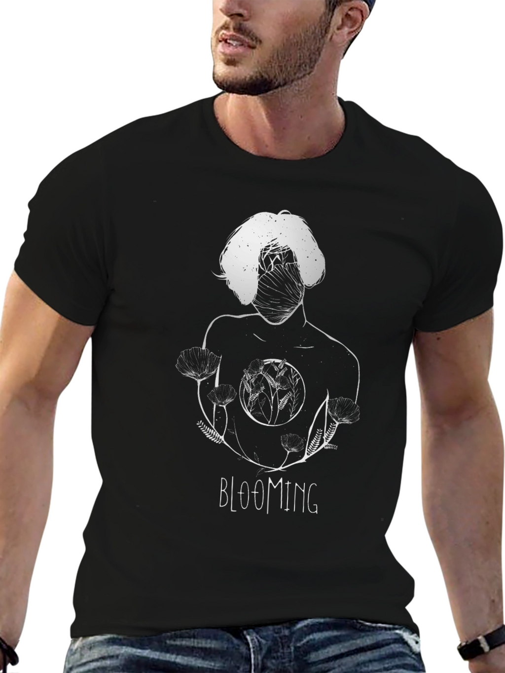 Blooming Graphic Print Black T-Shirt