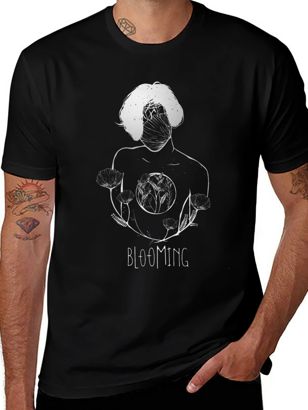 Blooming Graphic Print Black T-Shirt