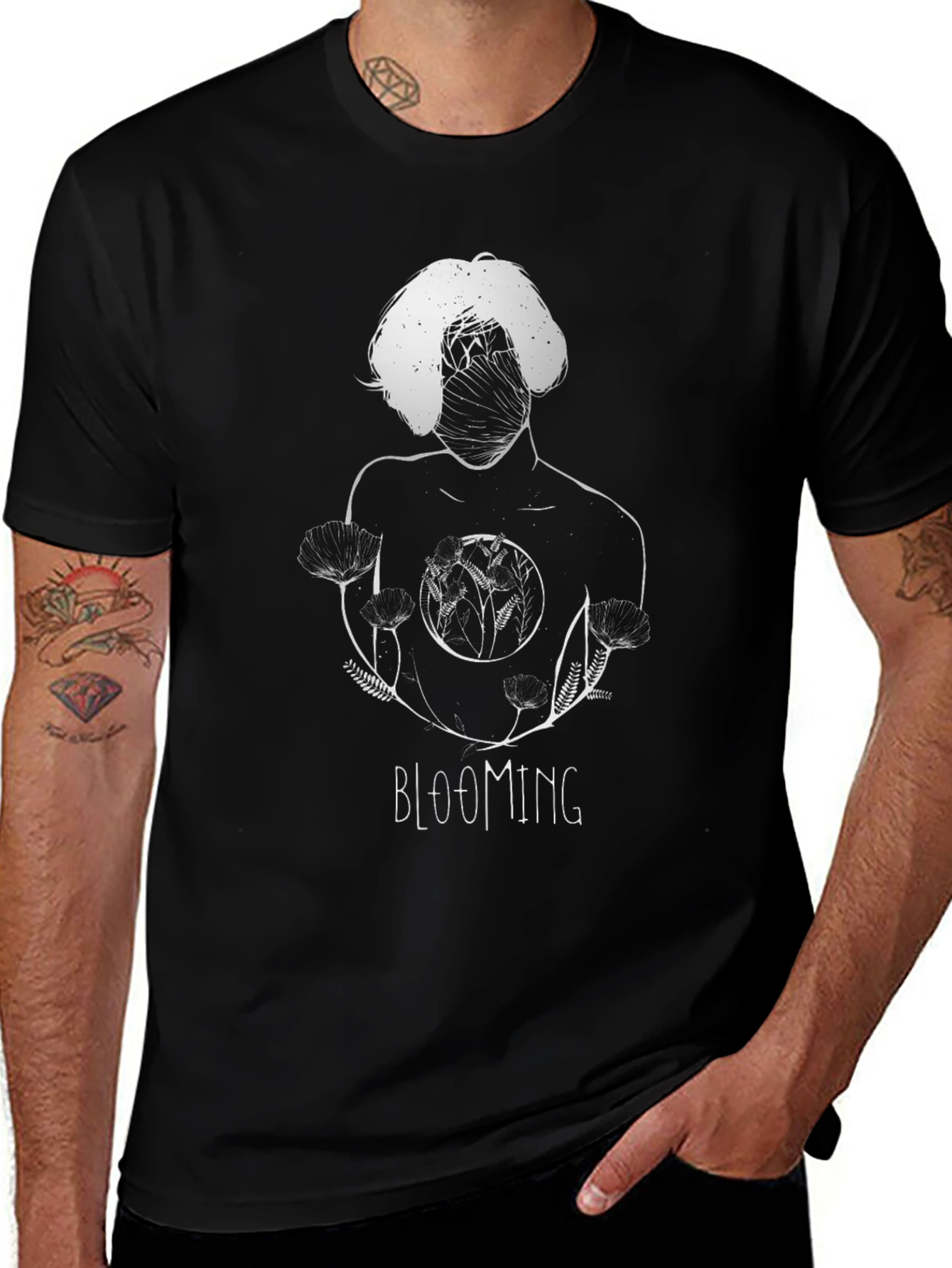 Blooming Graphic Print Black T-Shirt