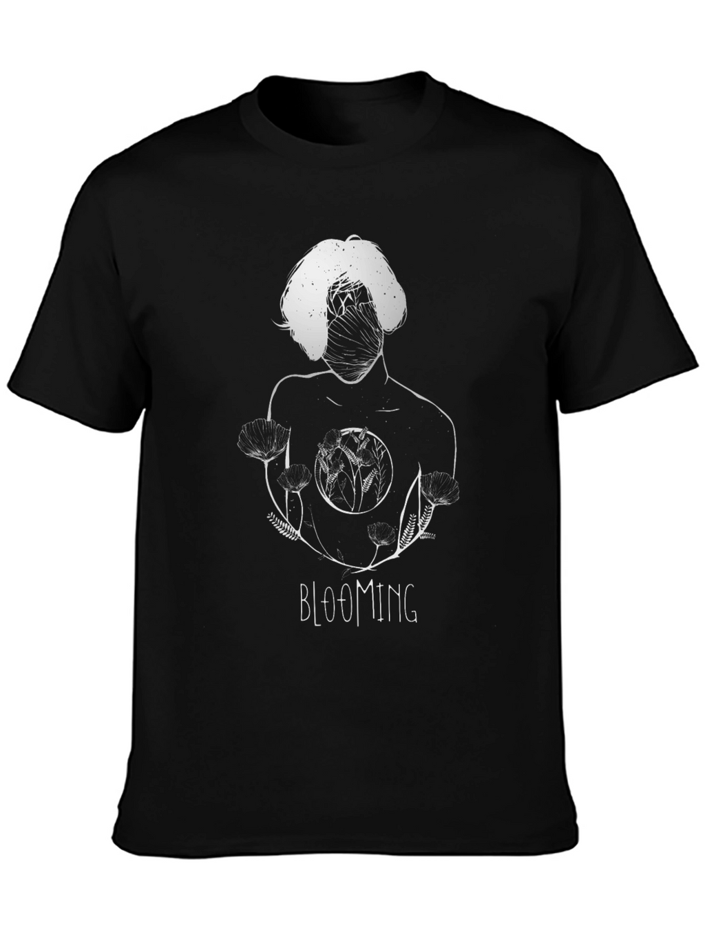 Blooming Graphic Print Black T-Shirt
