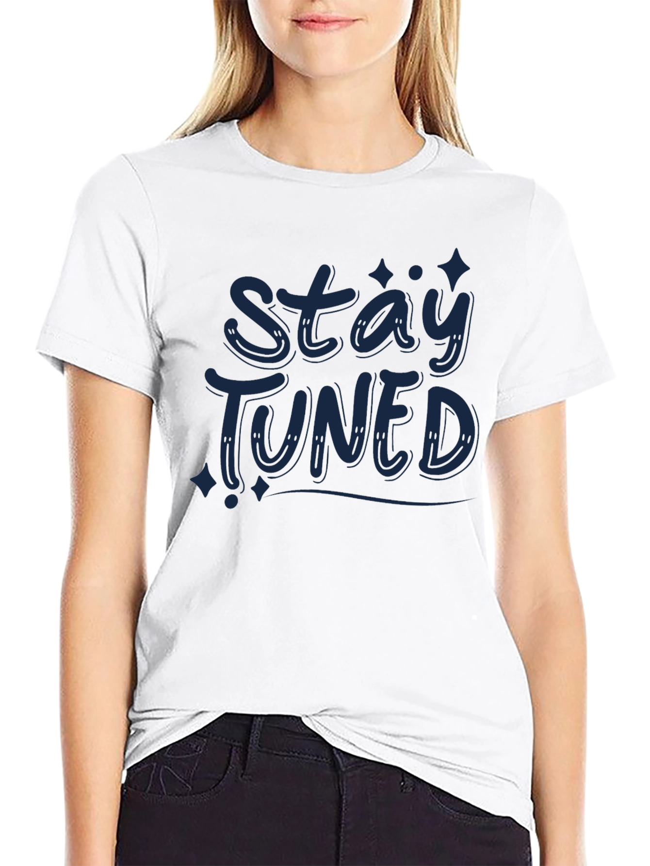 Stay Tuned Graphic T-Shirt - Trendy Black Tee