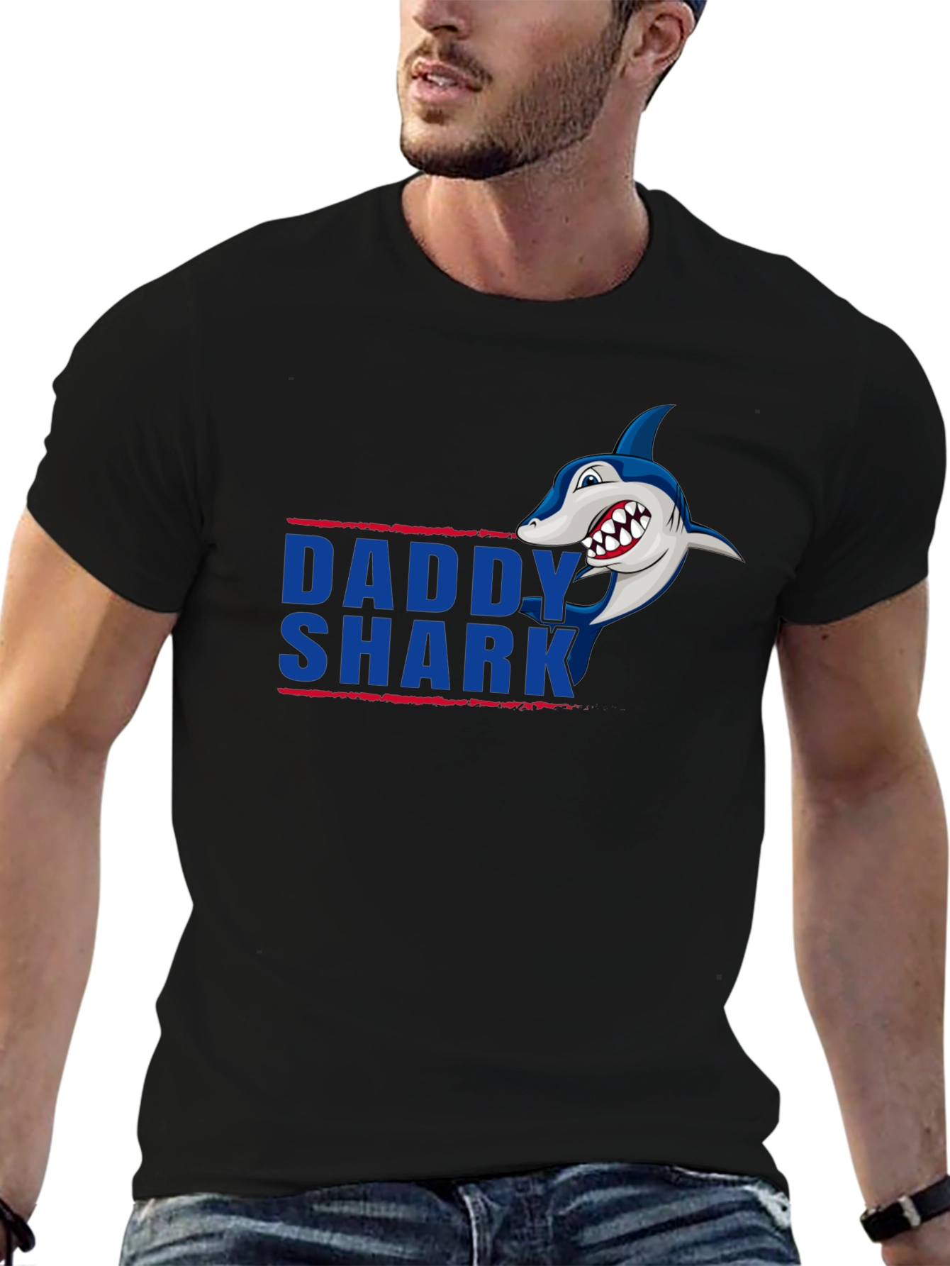 Daddy Shark Graphic Tee - Black Cotton T-Shirt