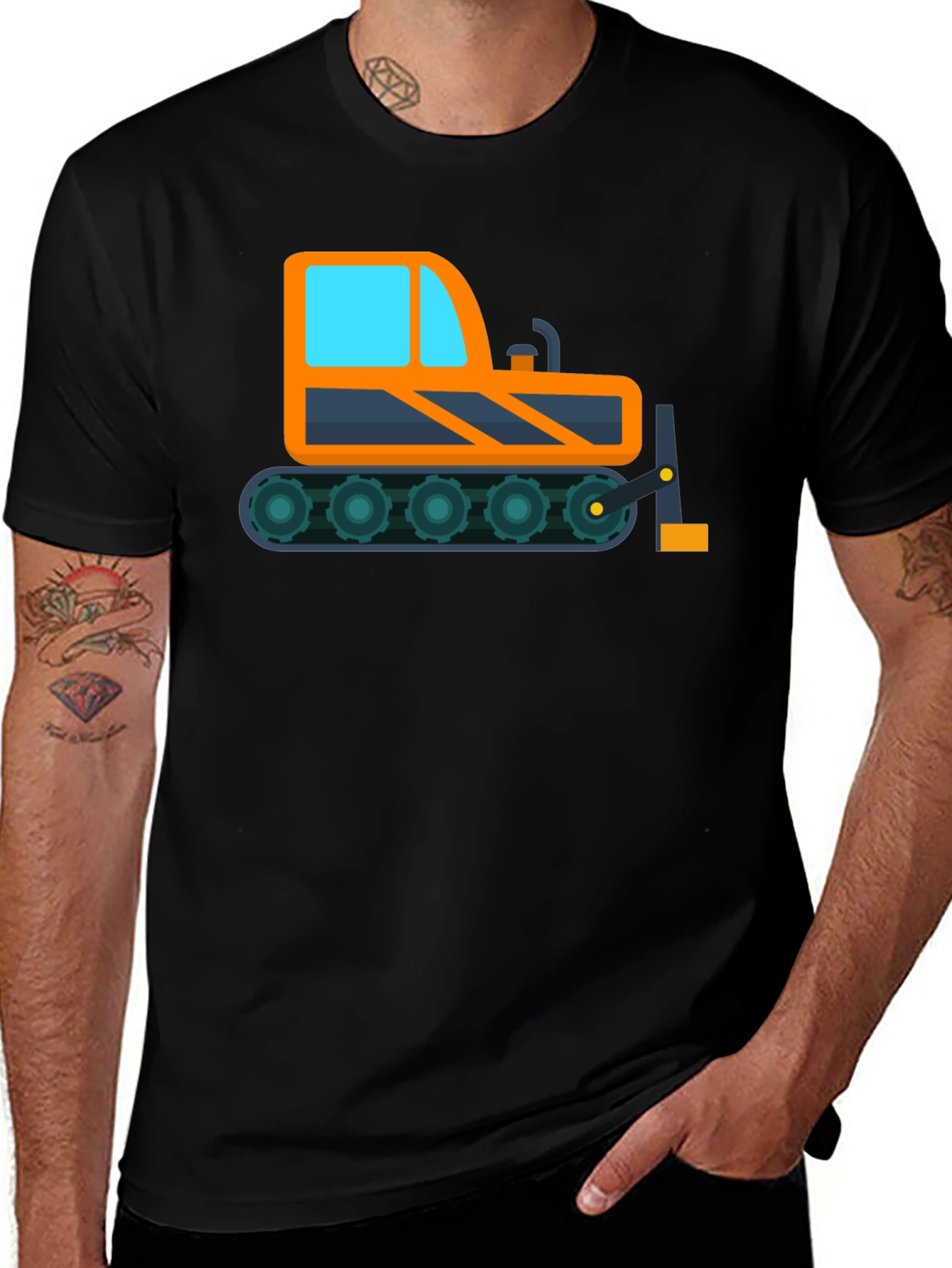 Bulldozer Graphic Tee - Construction Vehicle Shirt