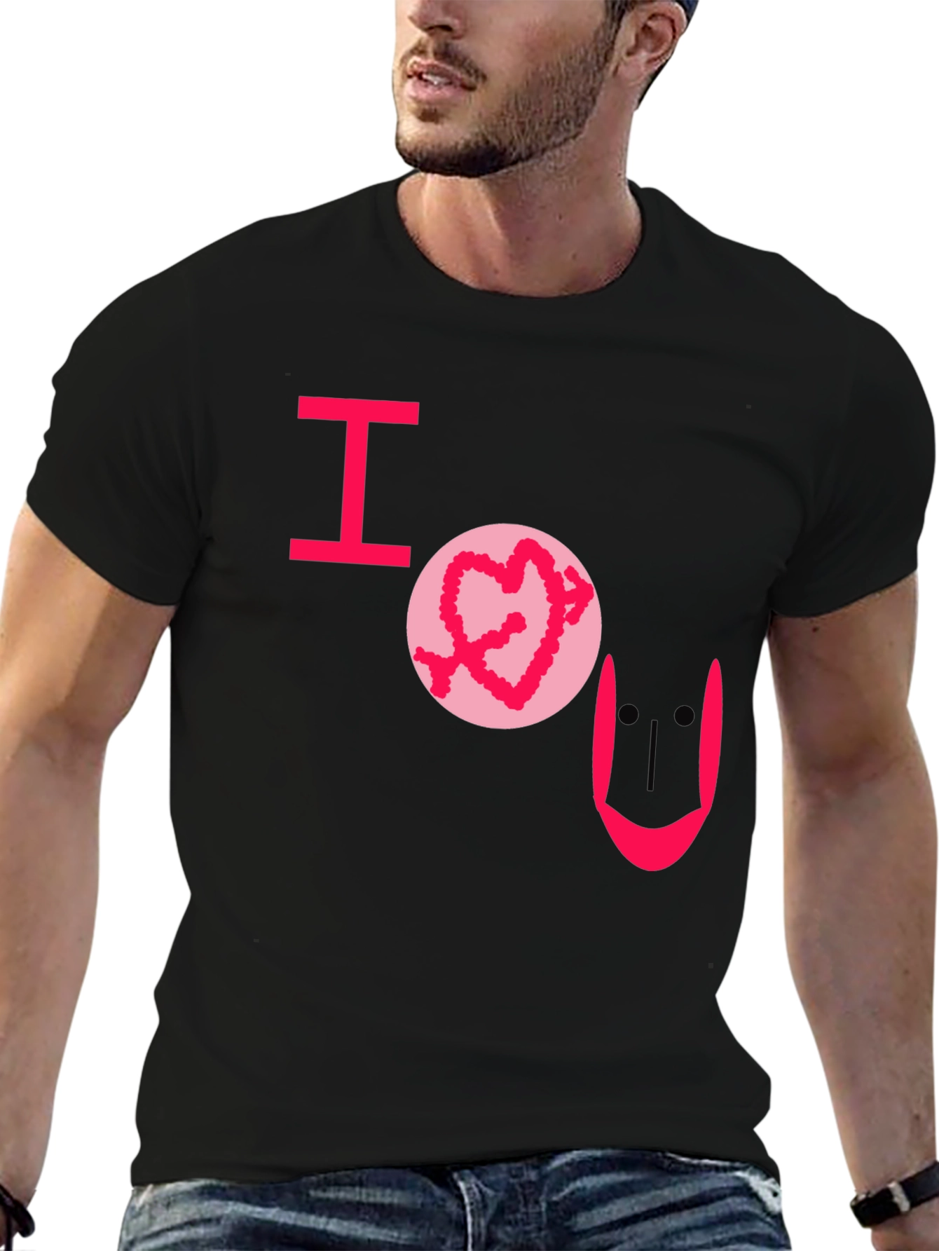 I Heart U Graphic Tee - Black Casual T-Shirt
