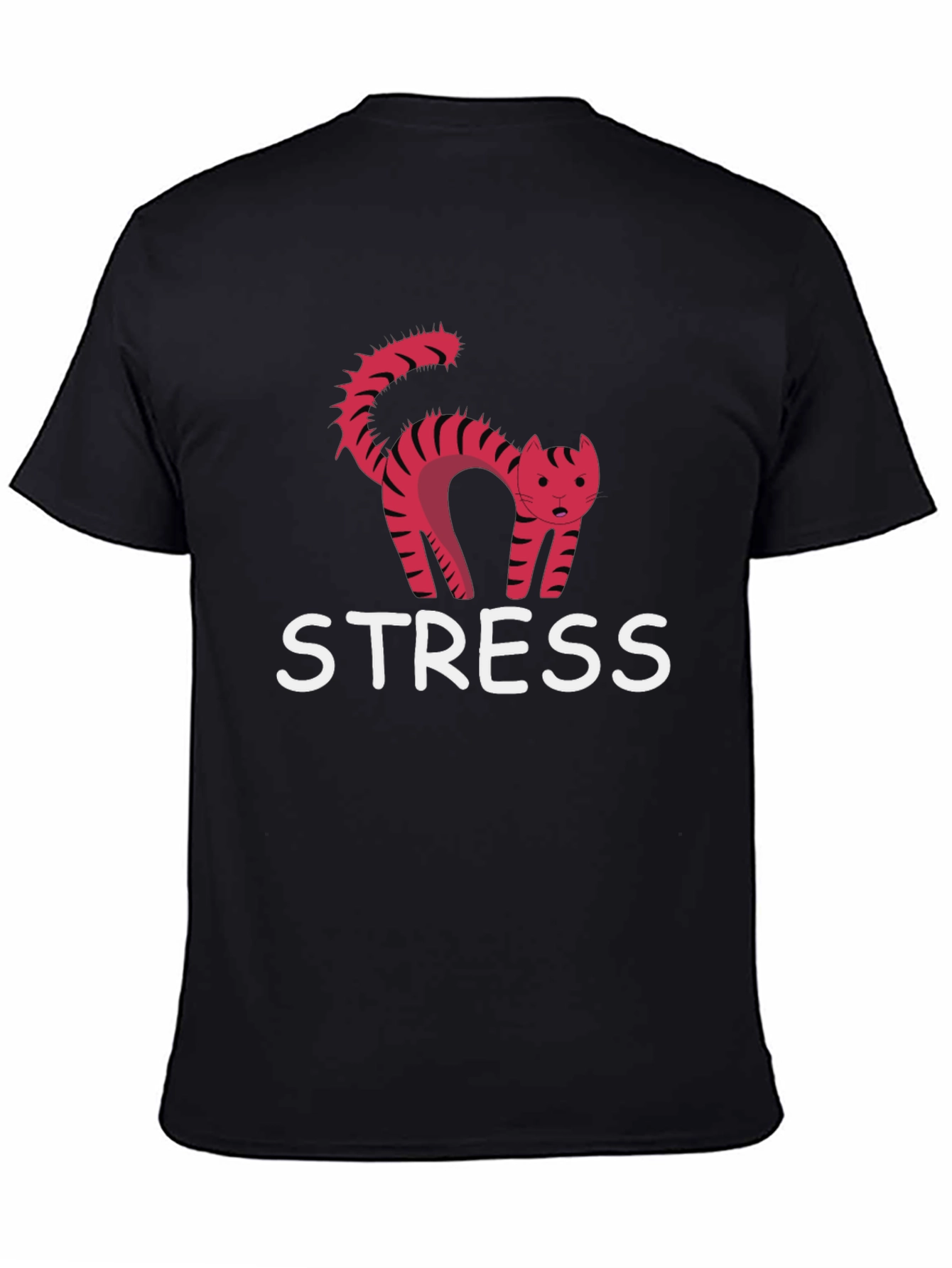 Stress Cat Graphic Tee - Black Cotton T-Shirt