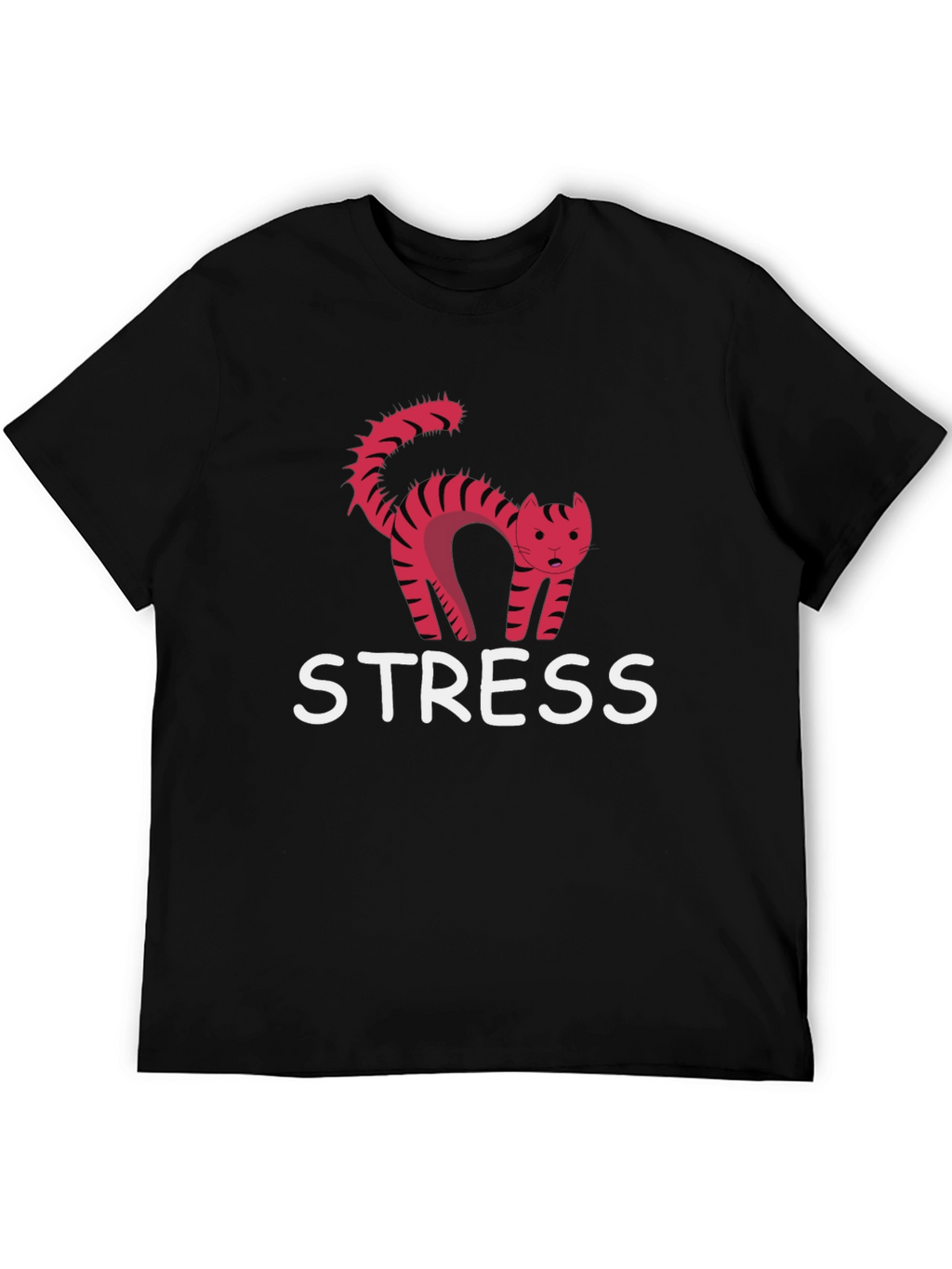 Stress Cat Graphic Tee - Black Cotton T-Shirt