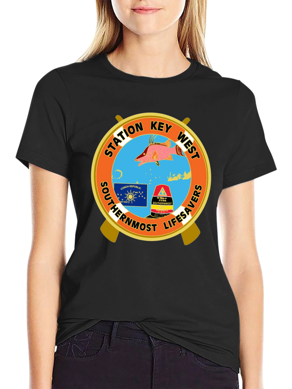 Key West Station Lifesavers Black T-Shirt