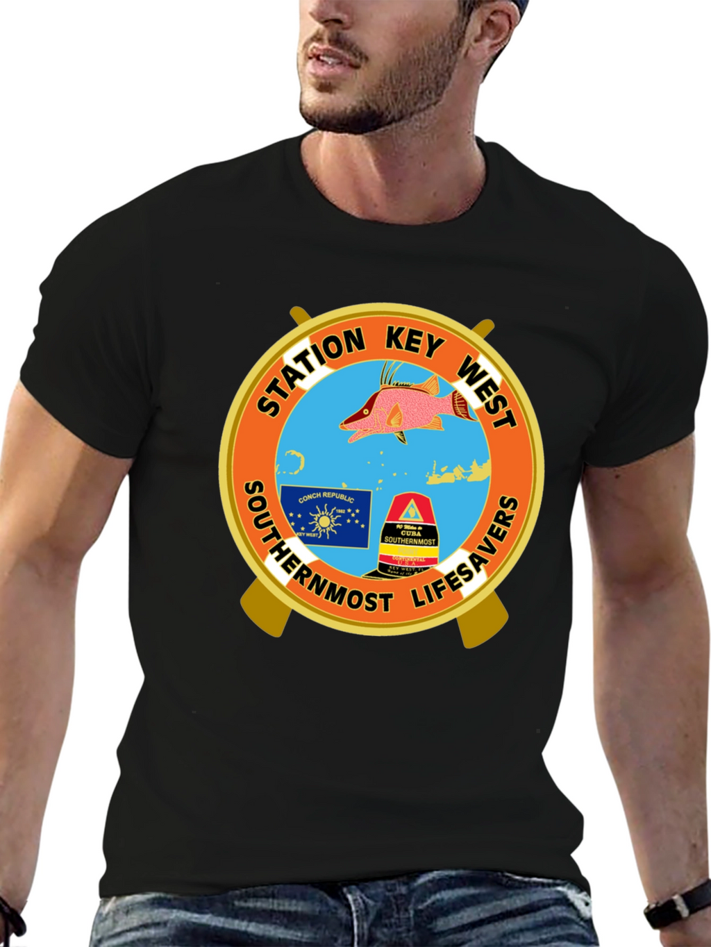 Key West Station Lifesavers Black T-Shirt
