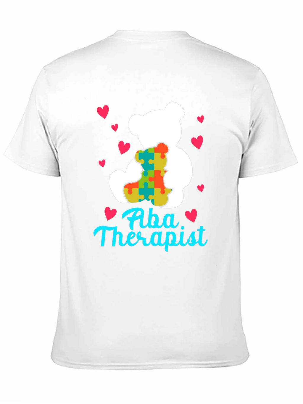 ABA Therapist Teddy Bear Puzzle Piece Heart T-Shirt