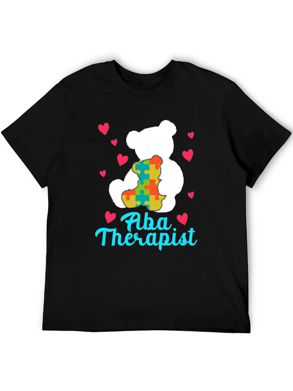 ABA Therapist Teddy Bear Puzzle Piece Heart T-Shirt