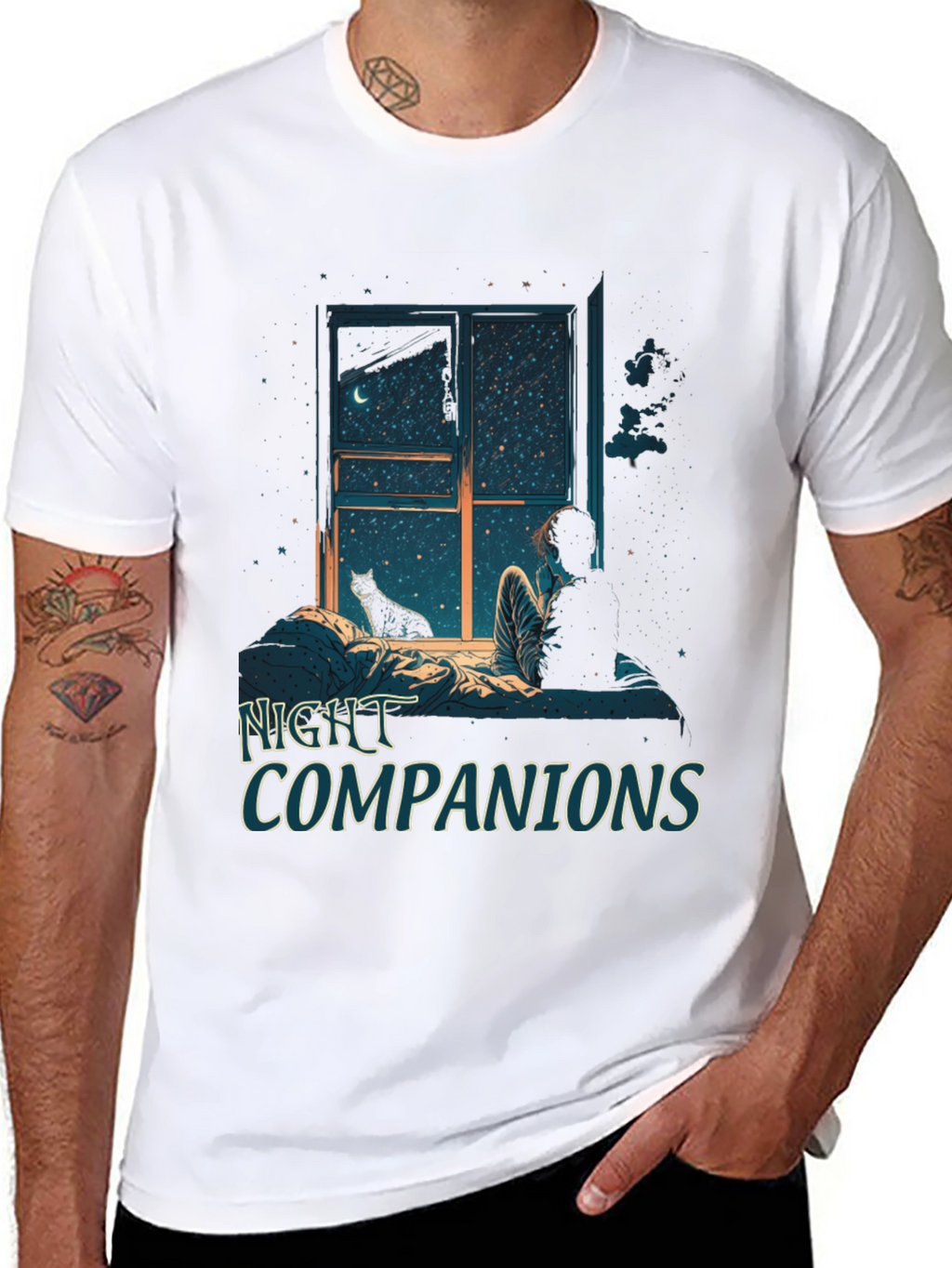 Night Companions Graphic Tee - Stargazing Comfort