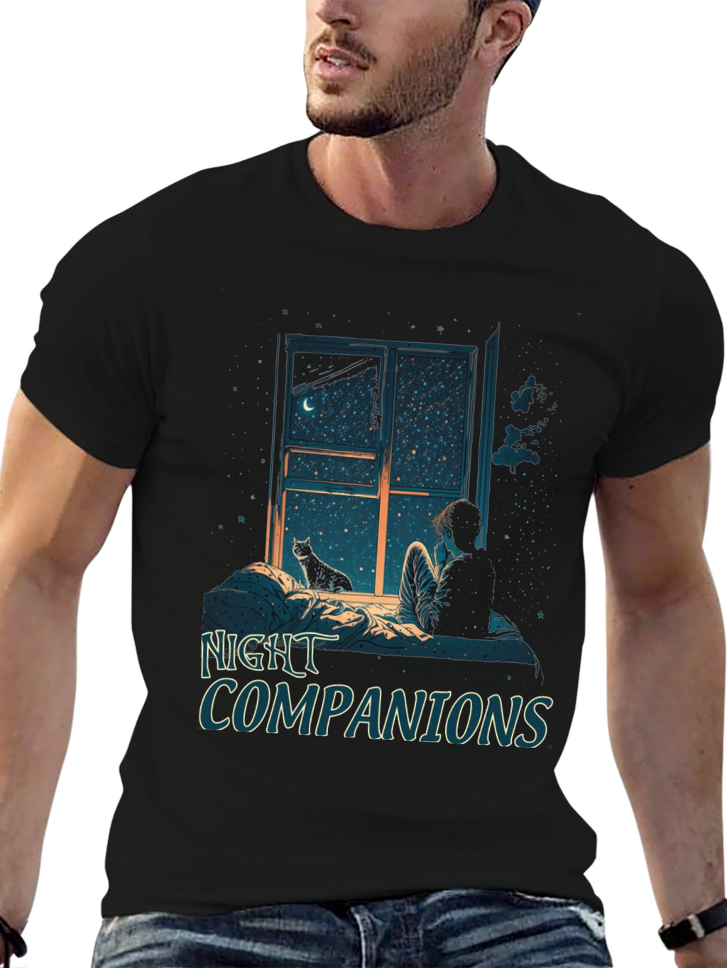 Night Companions Graphic Tee - Stargazing Comfort