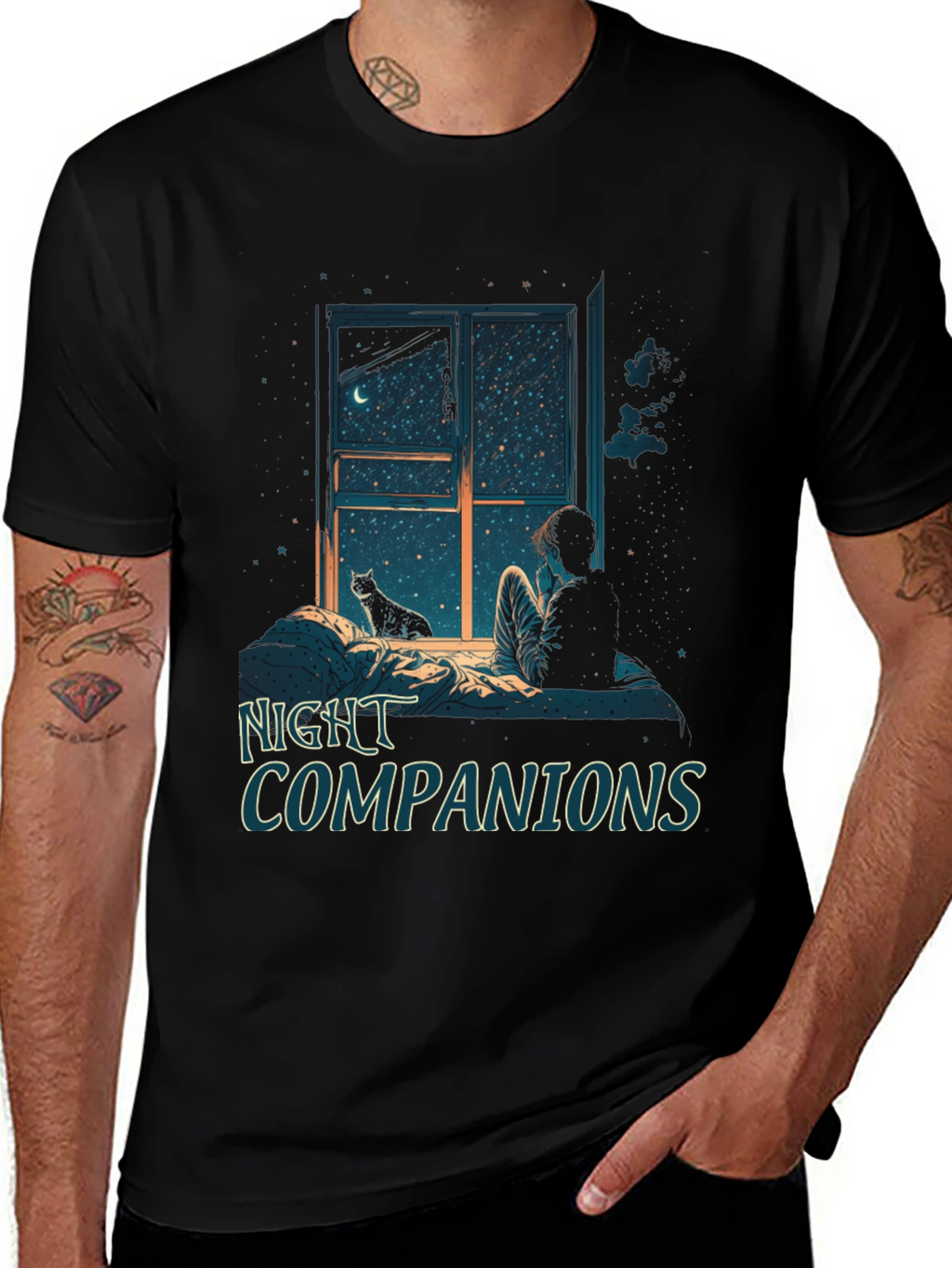 Night Companions Graphic Tee - Stargazing Comfort