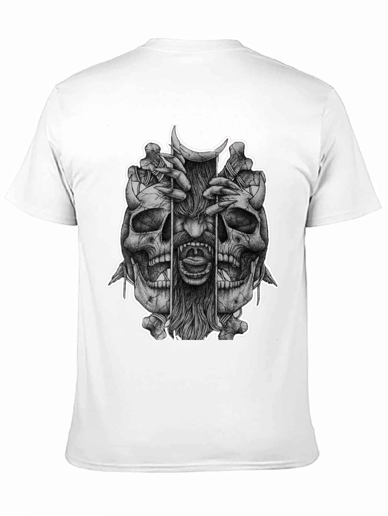 Skull & Demon Graphic Tee - Black Cotton T-Shirt