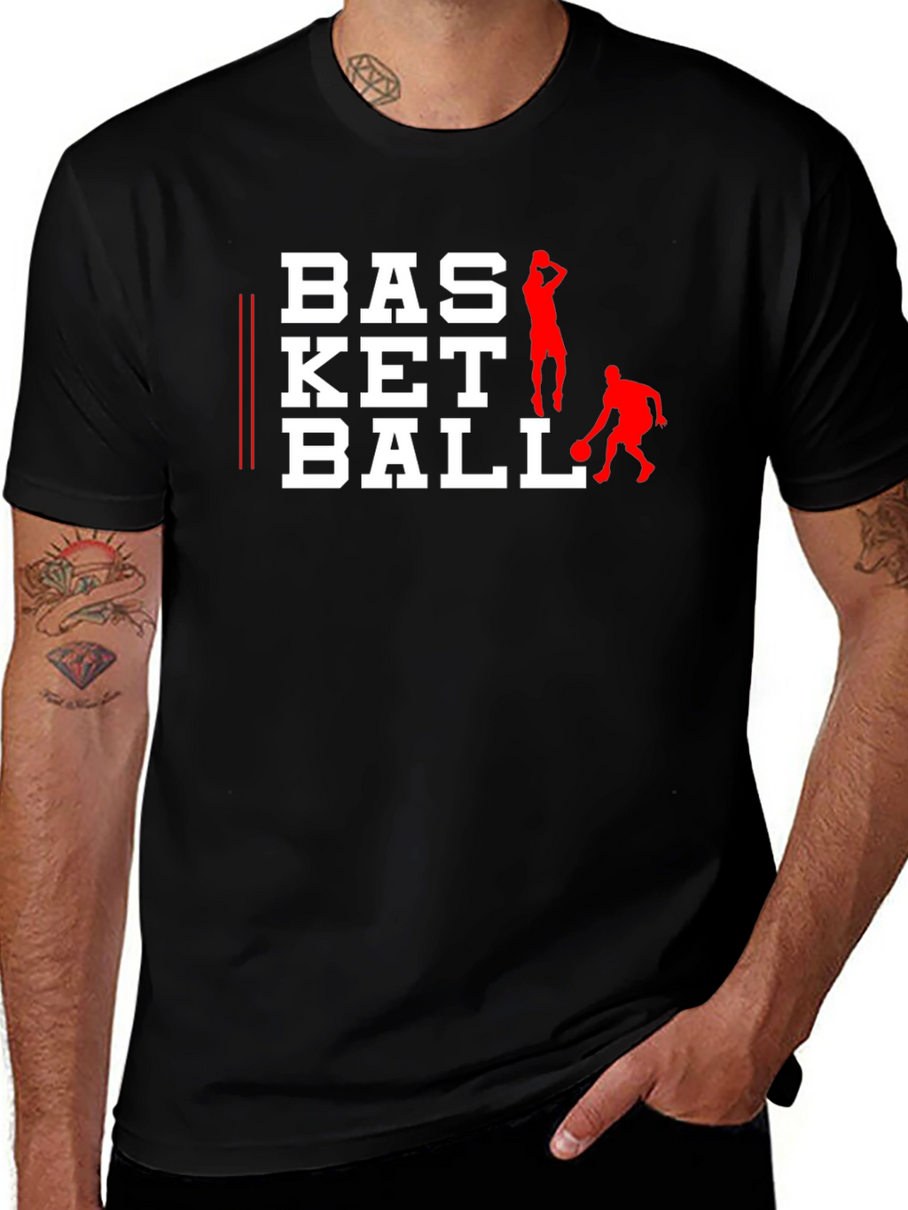 Basketball Graphic Tee - Black Cotton Shirt