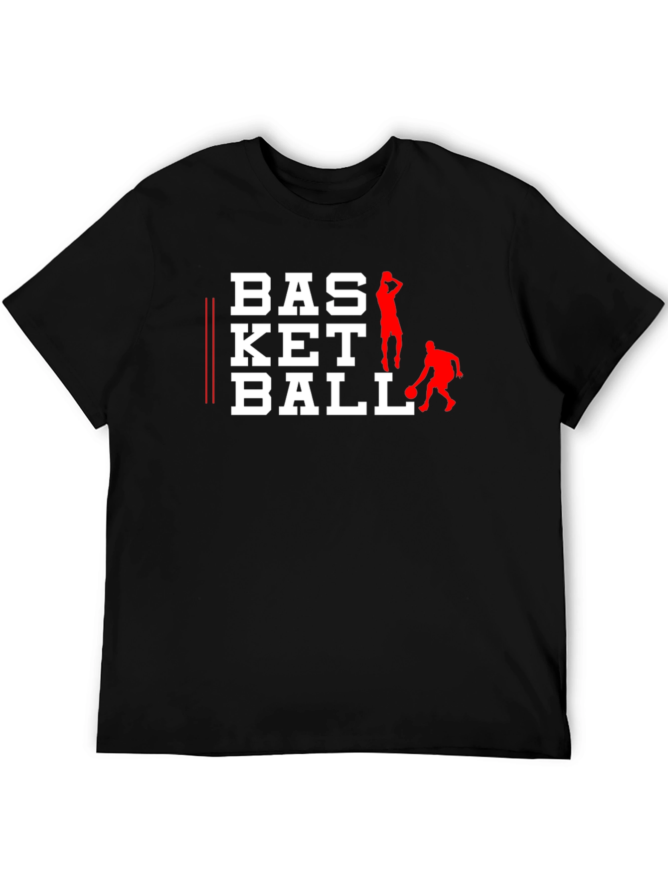 Basketball Graphic Tee - Black Cotton Shirt