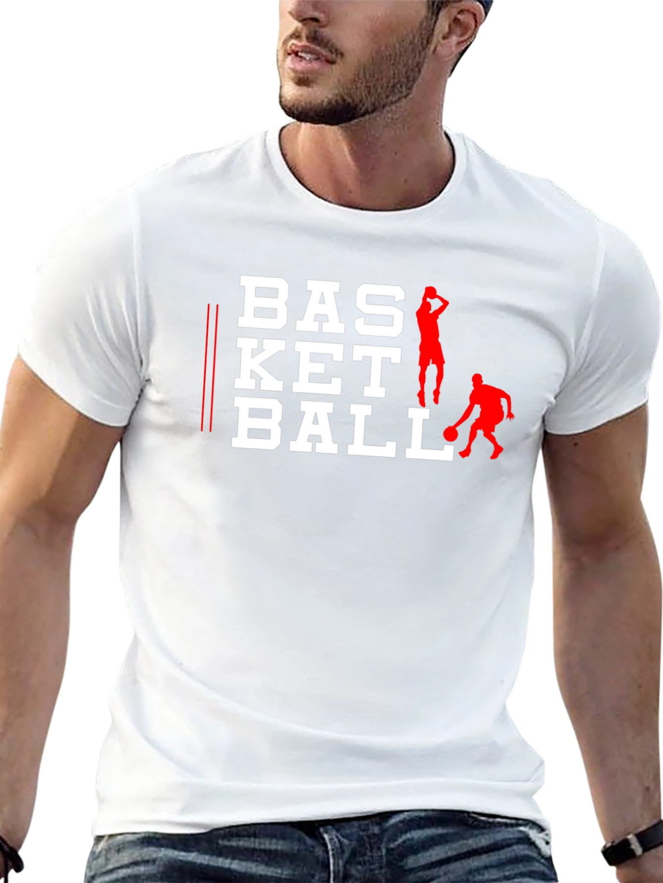 Basketball Graphic Tee - Black Cotton Shirt