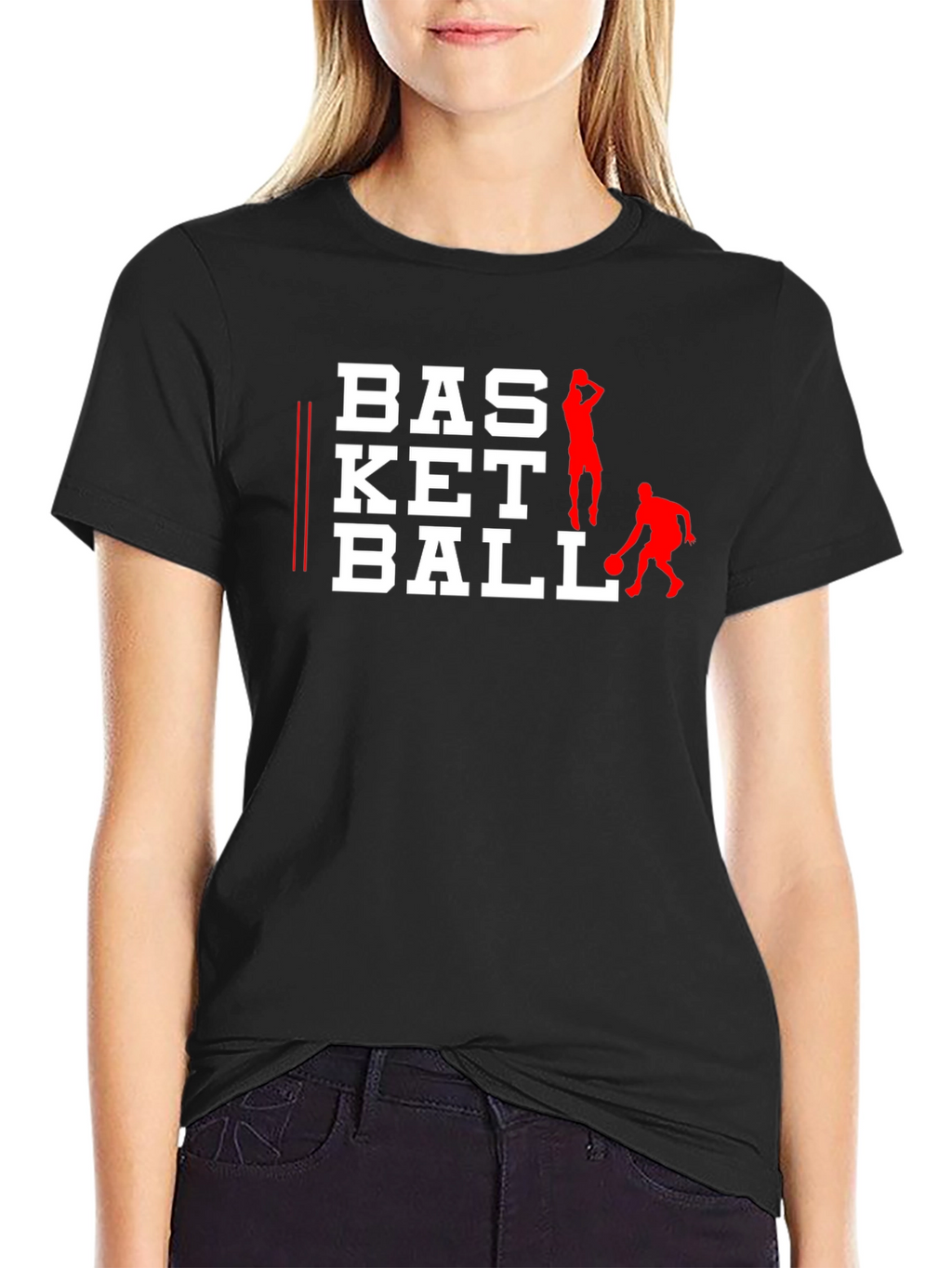 Basketball Graphic Tee - Black Cotton Shirt