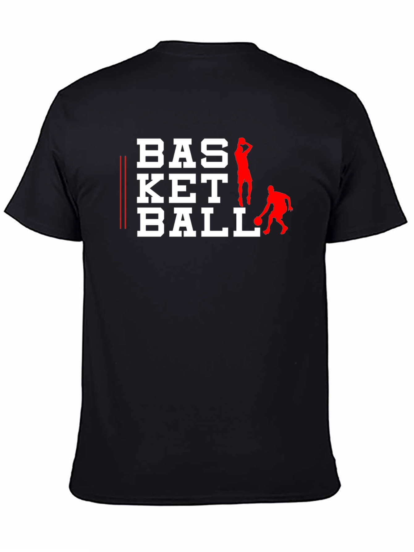 Basketball Graphic Tee - Black Cotton Shirt