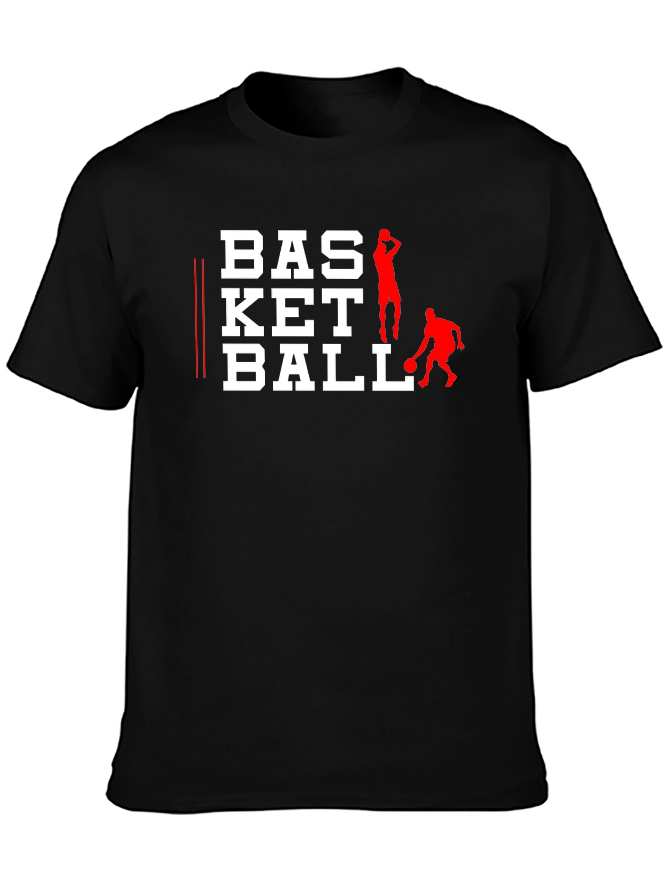 Basketball Graphic Tee - Black Cotton Shirt