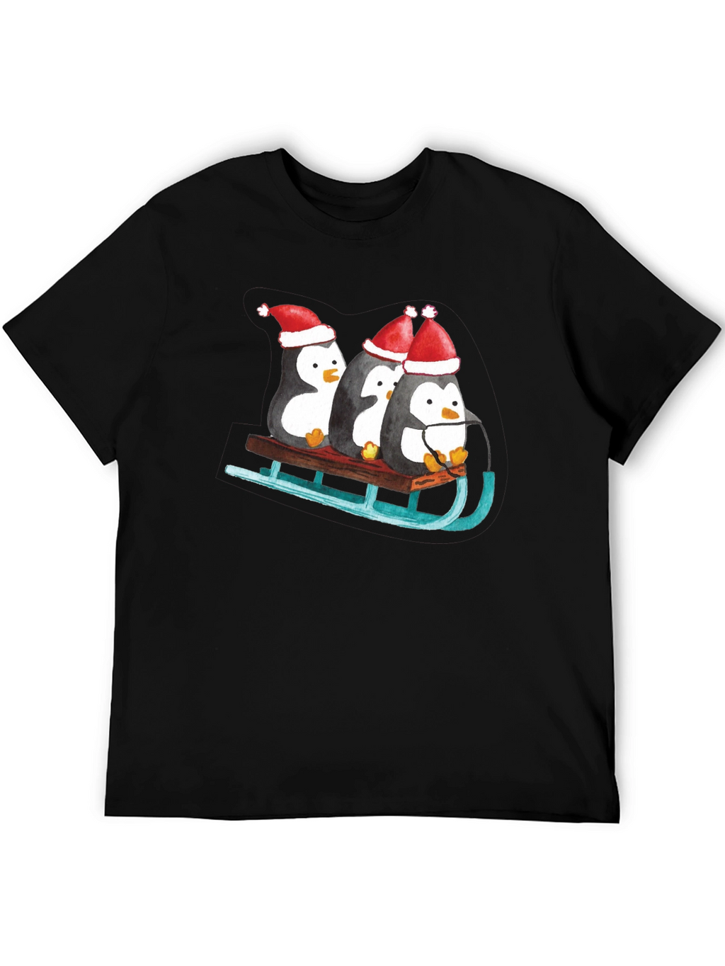 Penguin Sleigh Christmas T-Shirt
